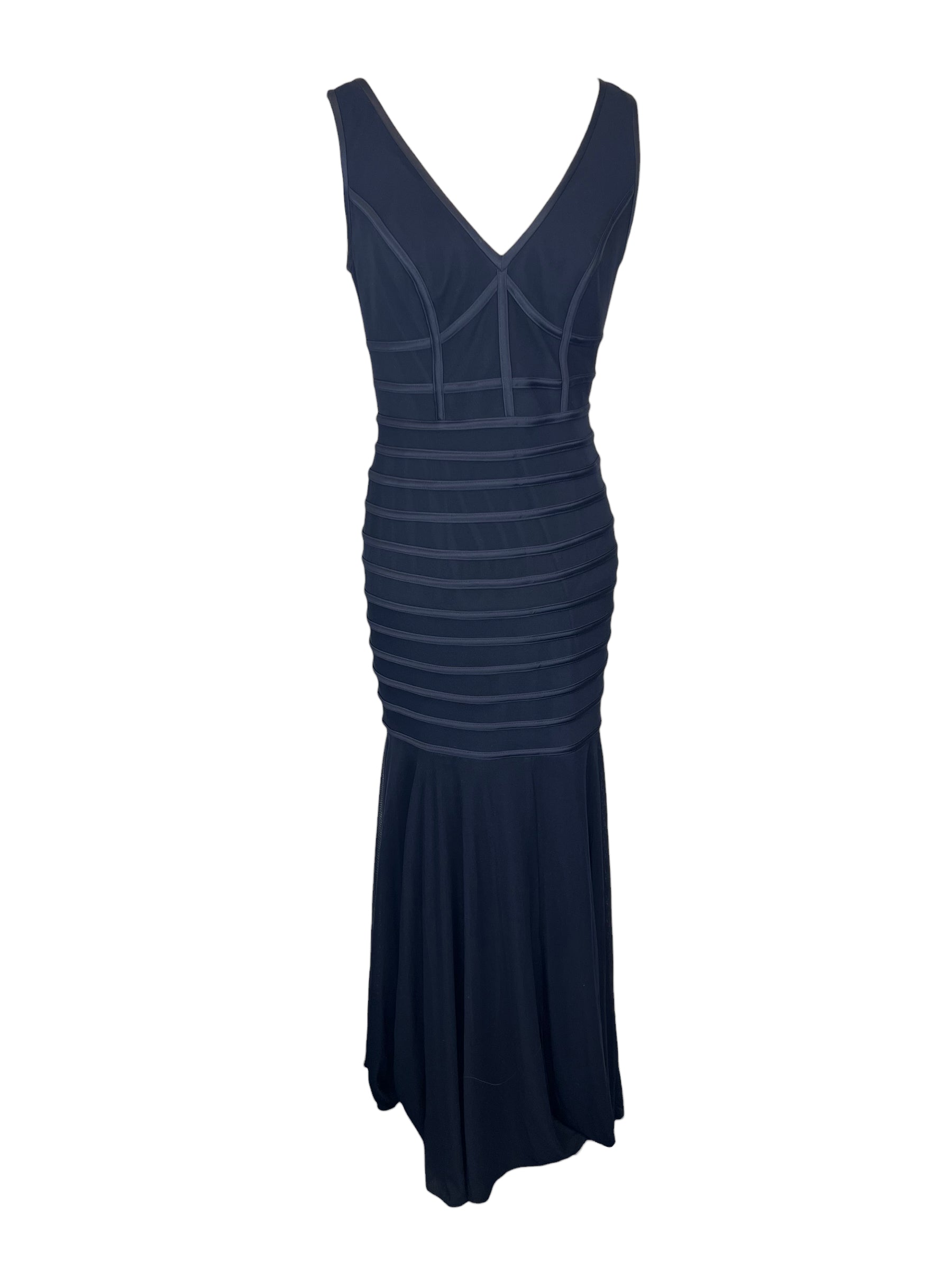 betsy adam navy blue dress Sofia Satin Drop Shoulder Dress