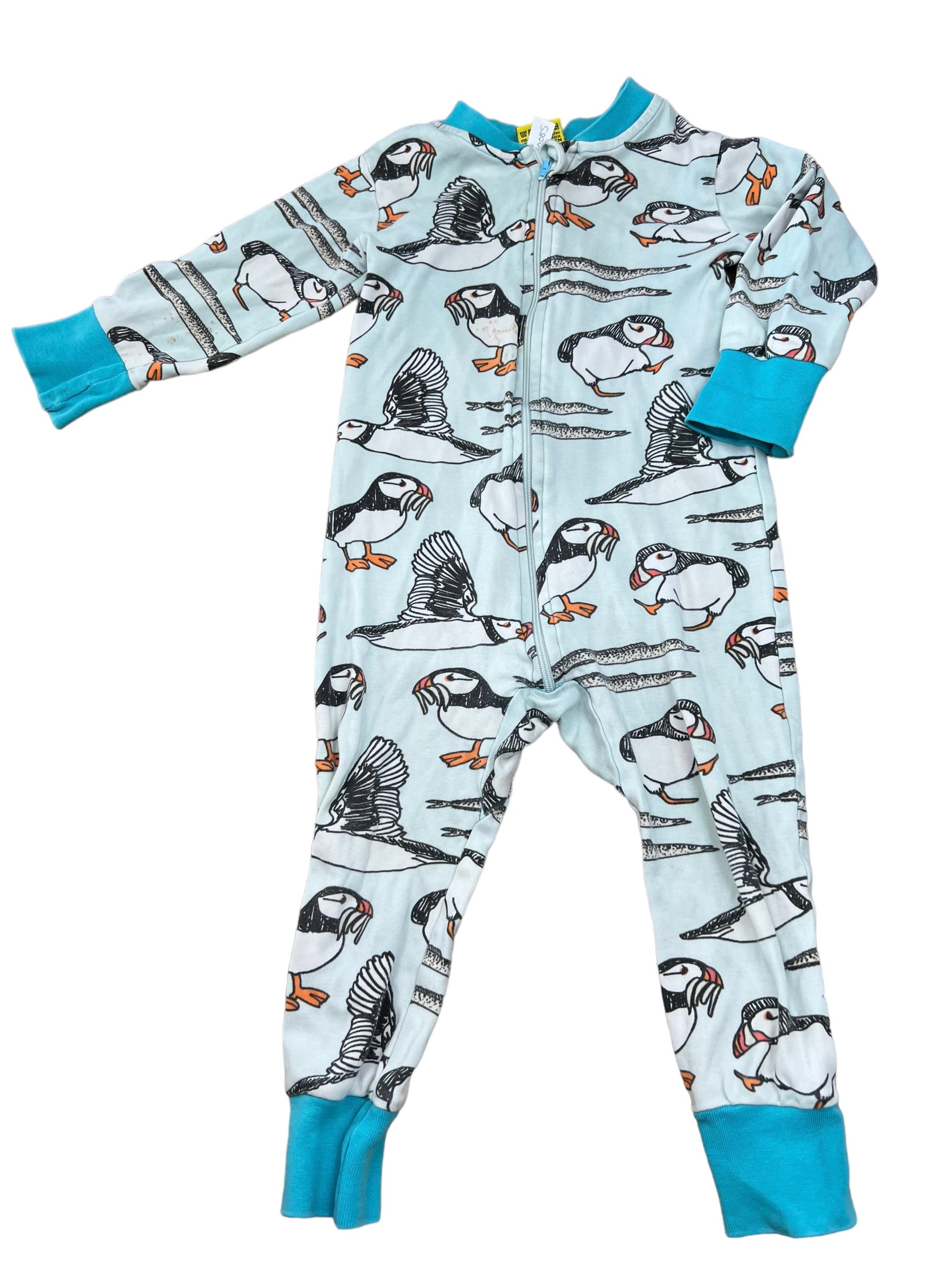 Duns of Sweden Puffin Zip Baby Sleepsuit