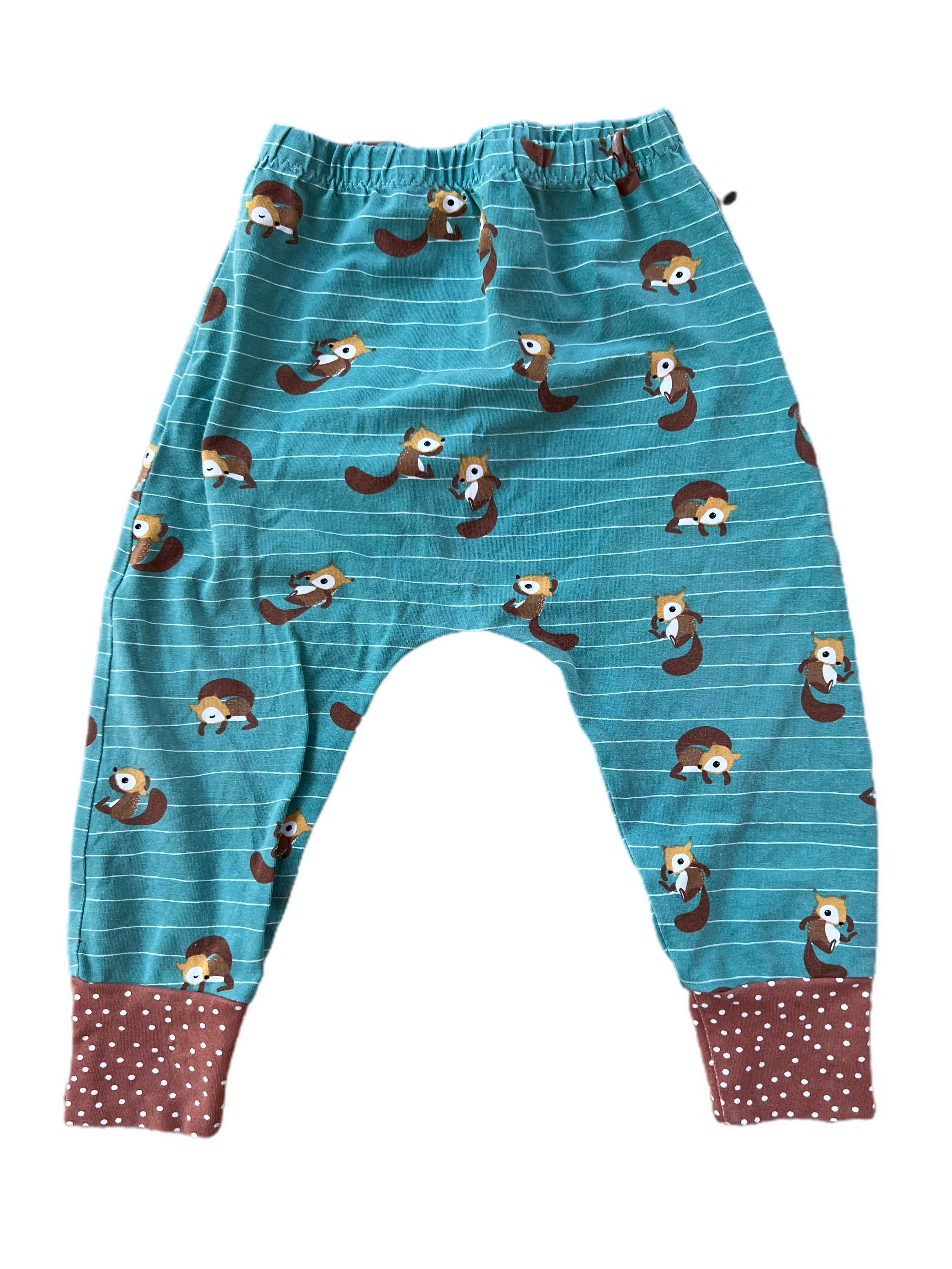 Striped Chipmunk Print Harem Pants