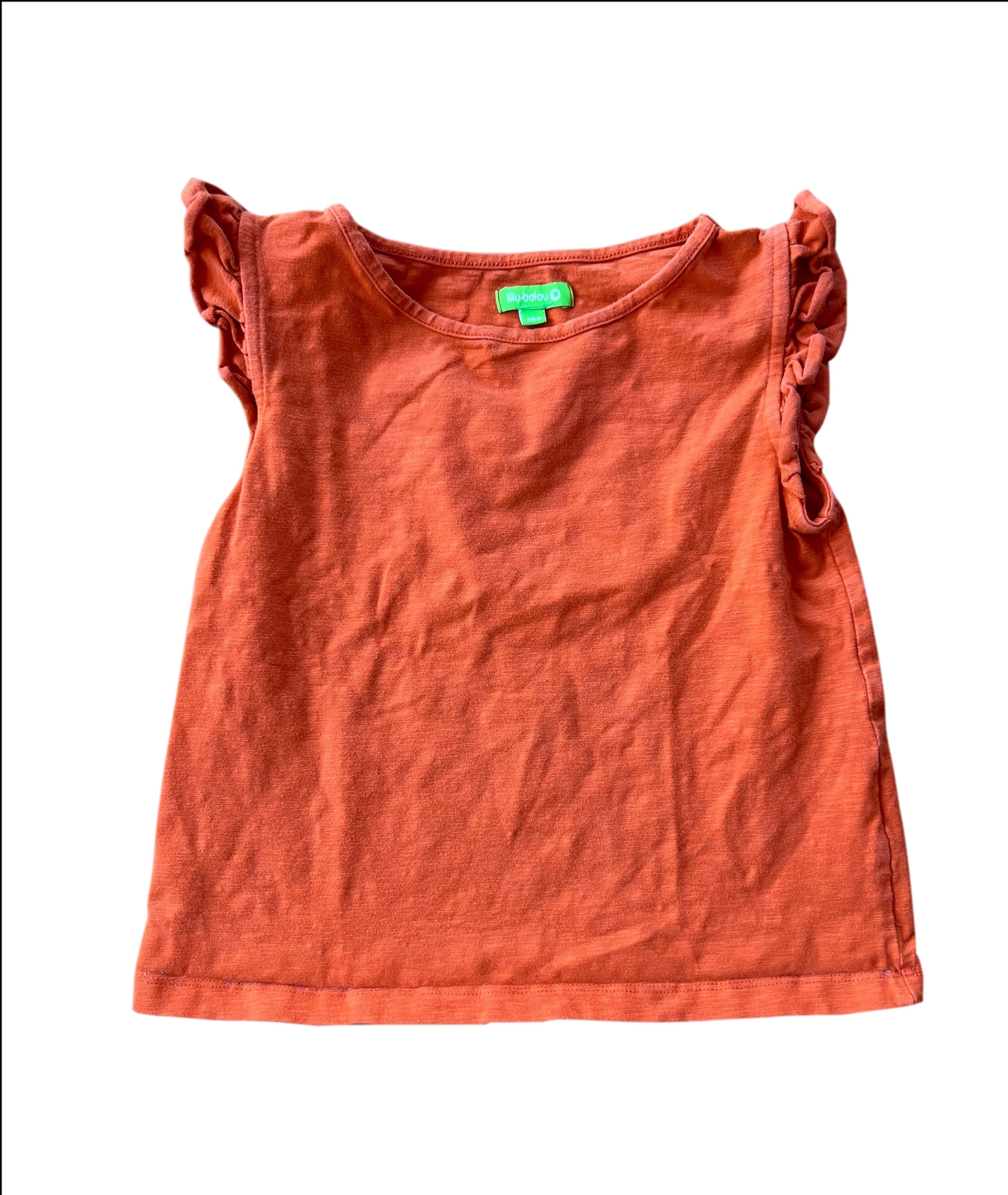 Orange Sleeveless frill top