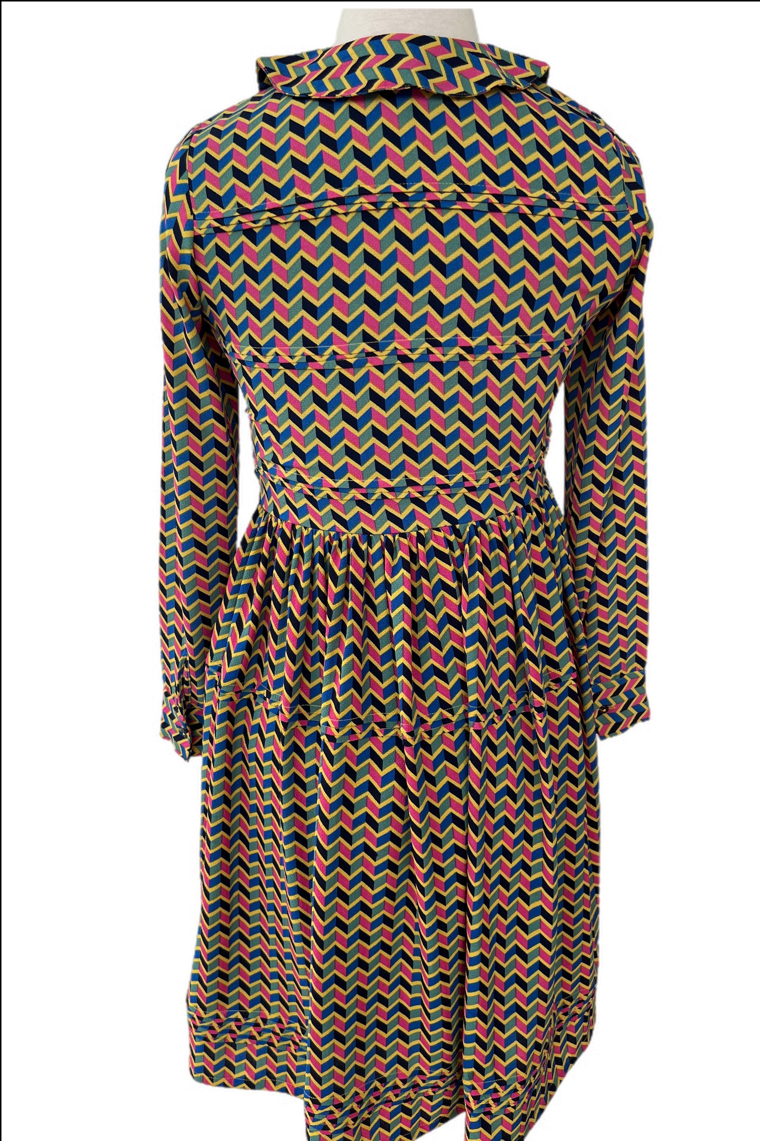 Retro- ZigZag Print Tea Dress