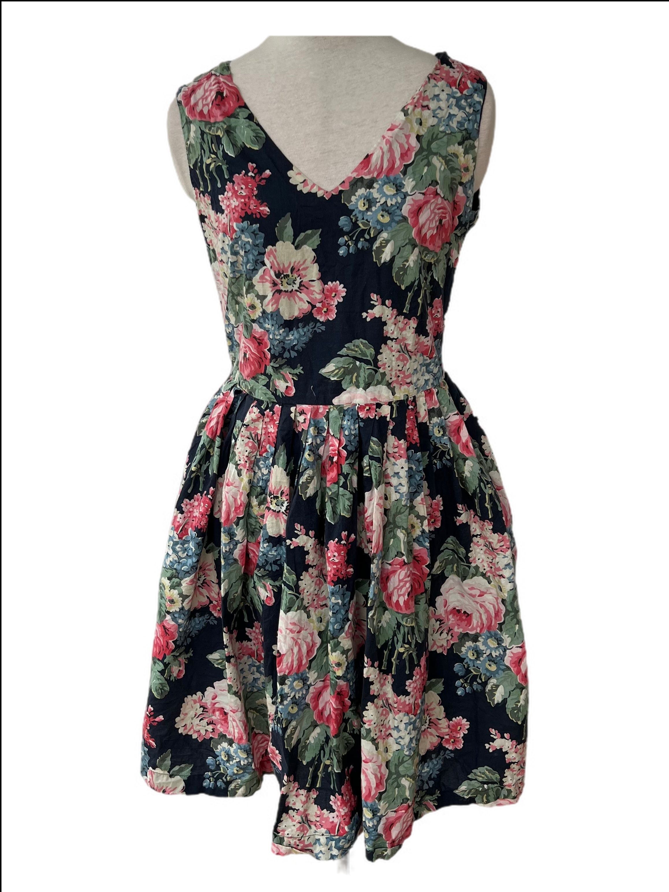 Rare Bloomsbury Bouquet Vintage 1950s Style English Rose Dress, with Pockets