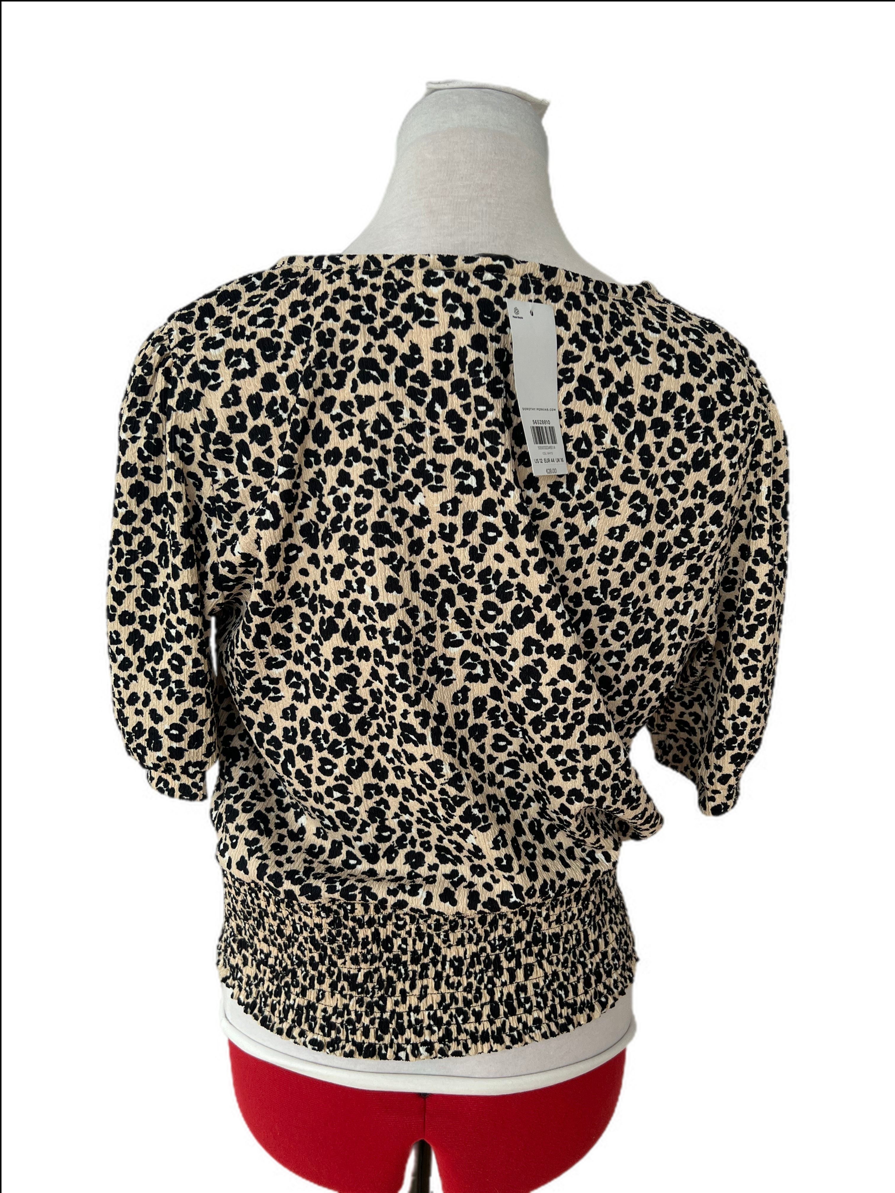 Leopard print Short sleeve blouse