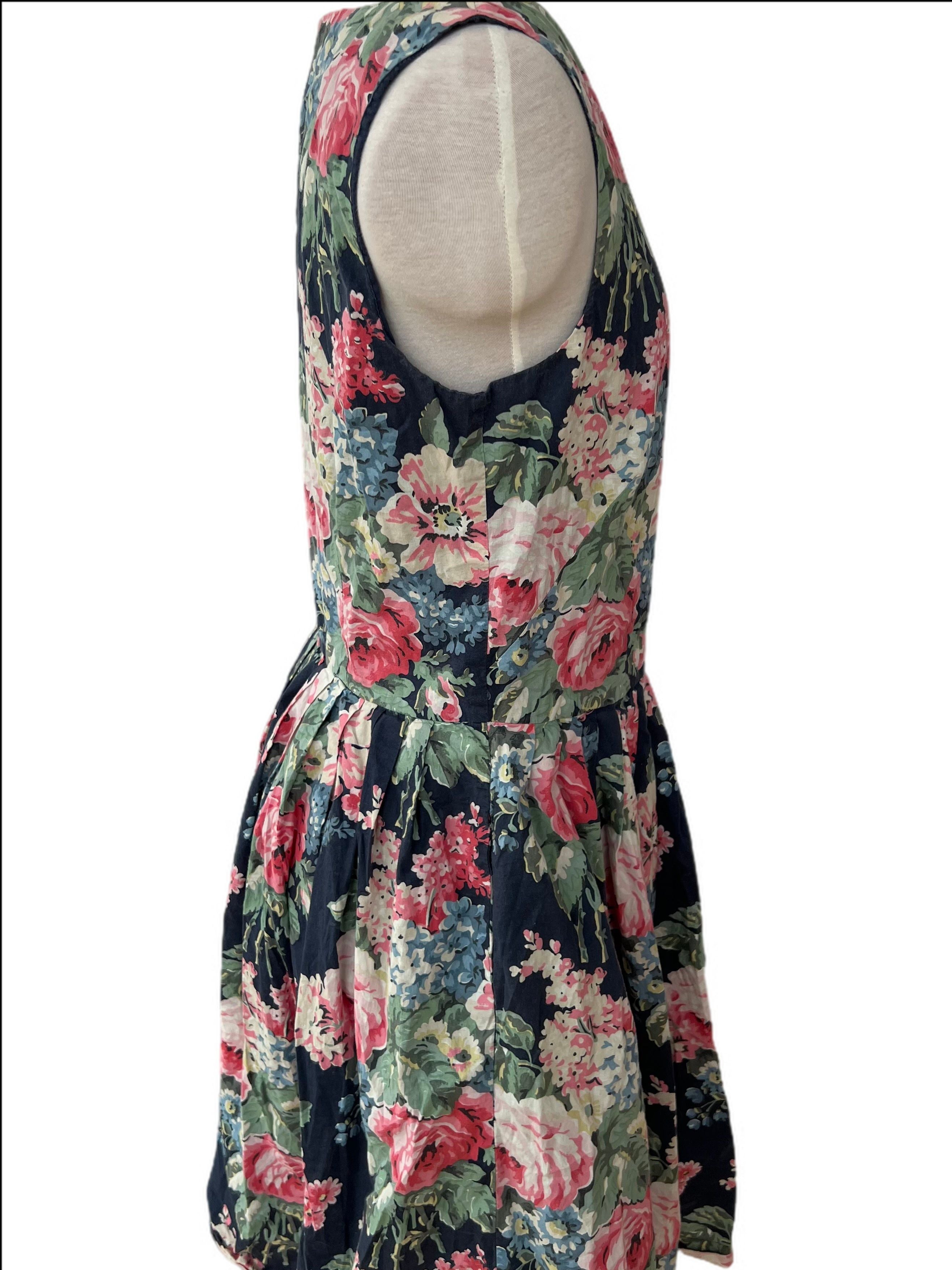 Rare Bloomsbury Bouquet Vintage 1950s Style English Rose Dress, with Pockets