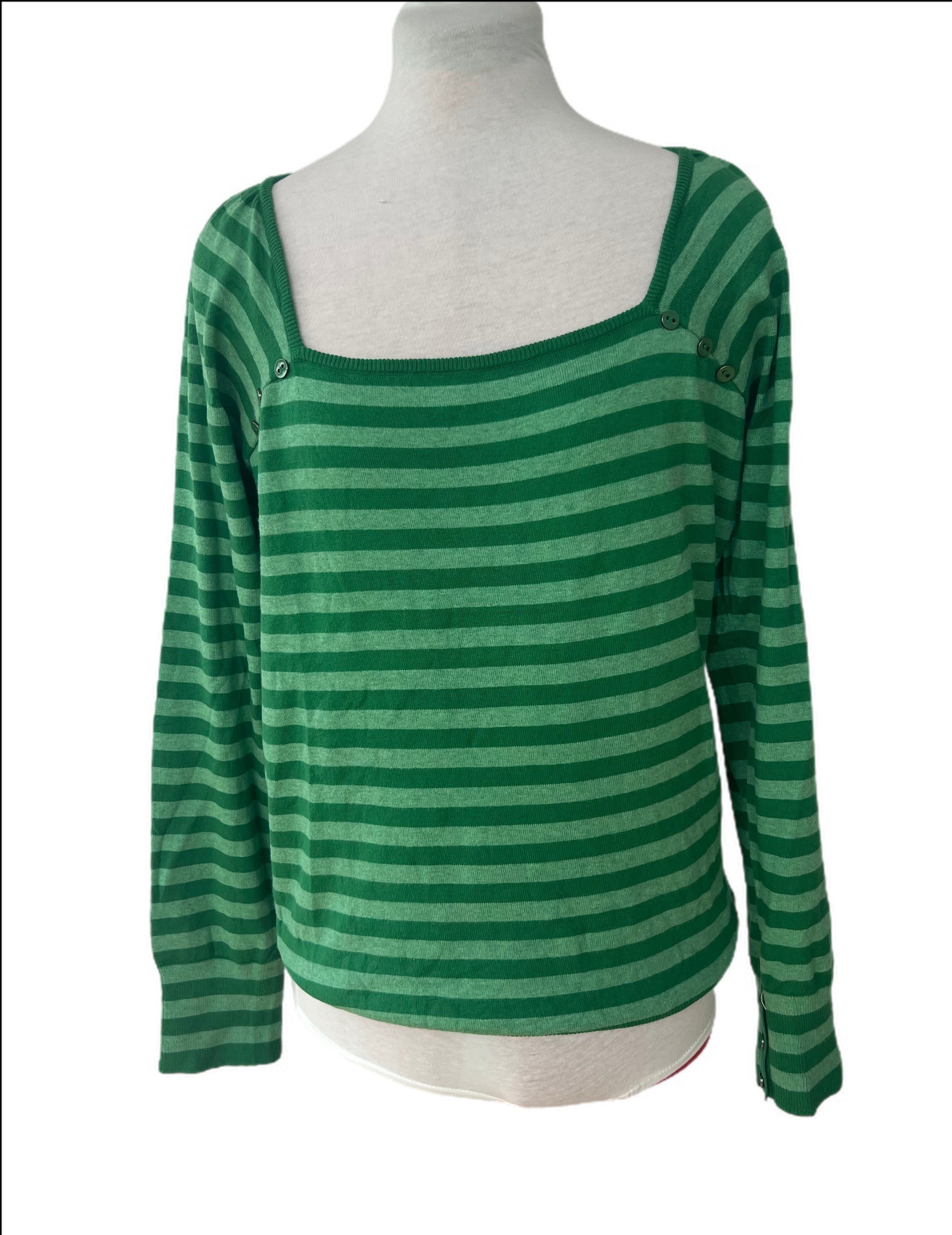 Square neck striped jumper