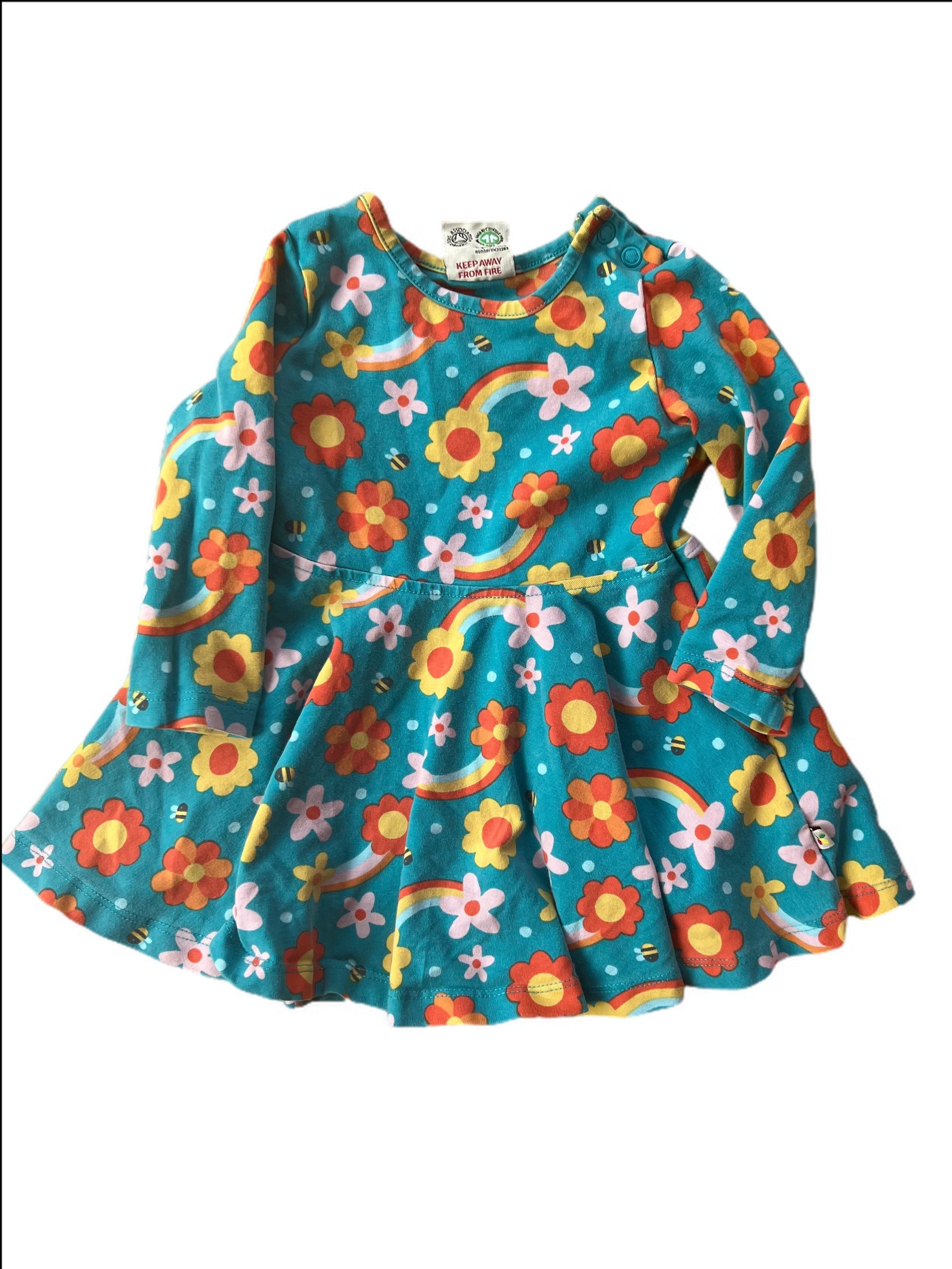 Long Sleeve, Flower and Rainbow Spin Dress