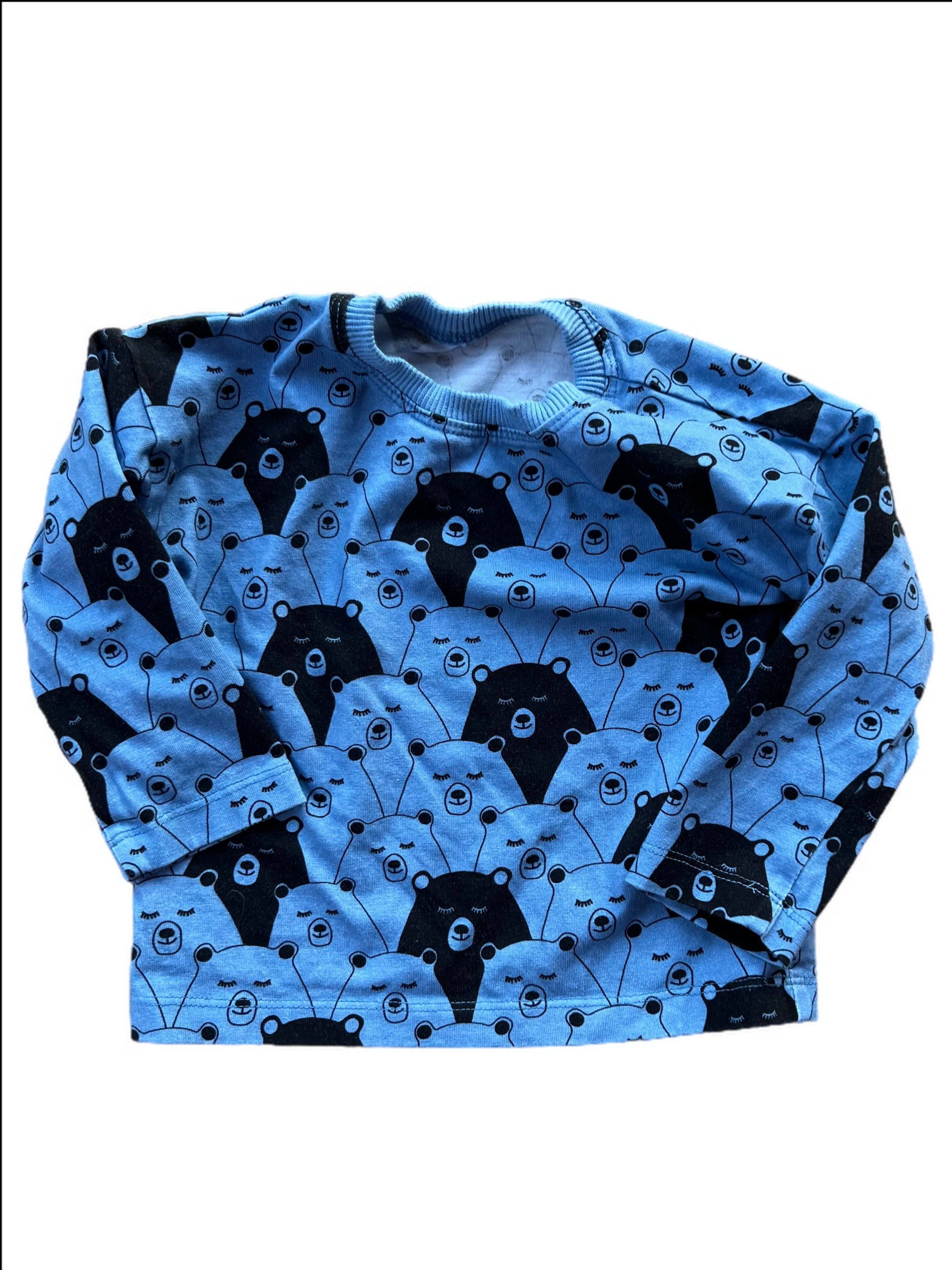 Long Sleeve Sleeping Bear Print Top