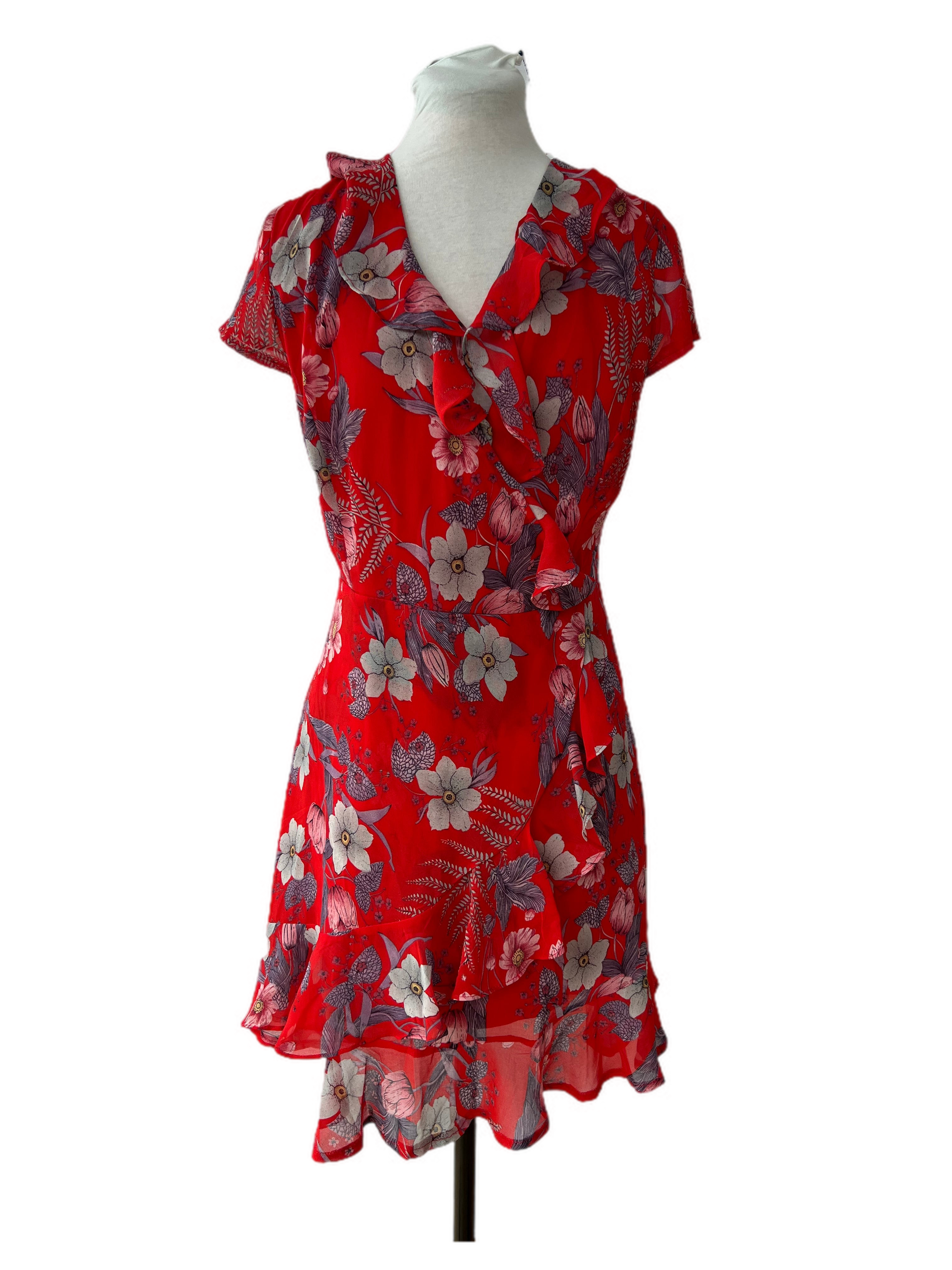 Wrap Floral dress with frill detail