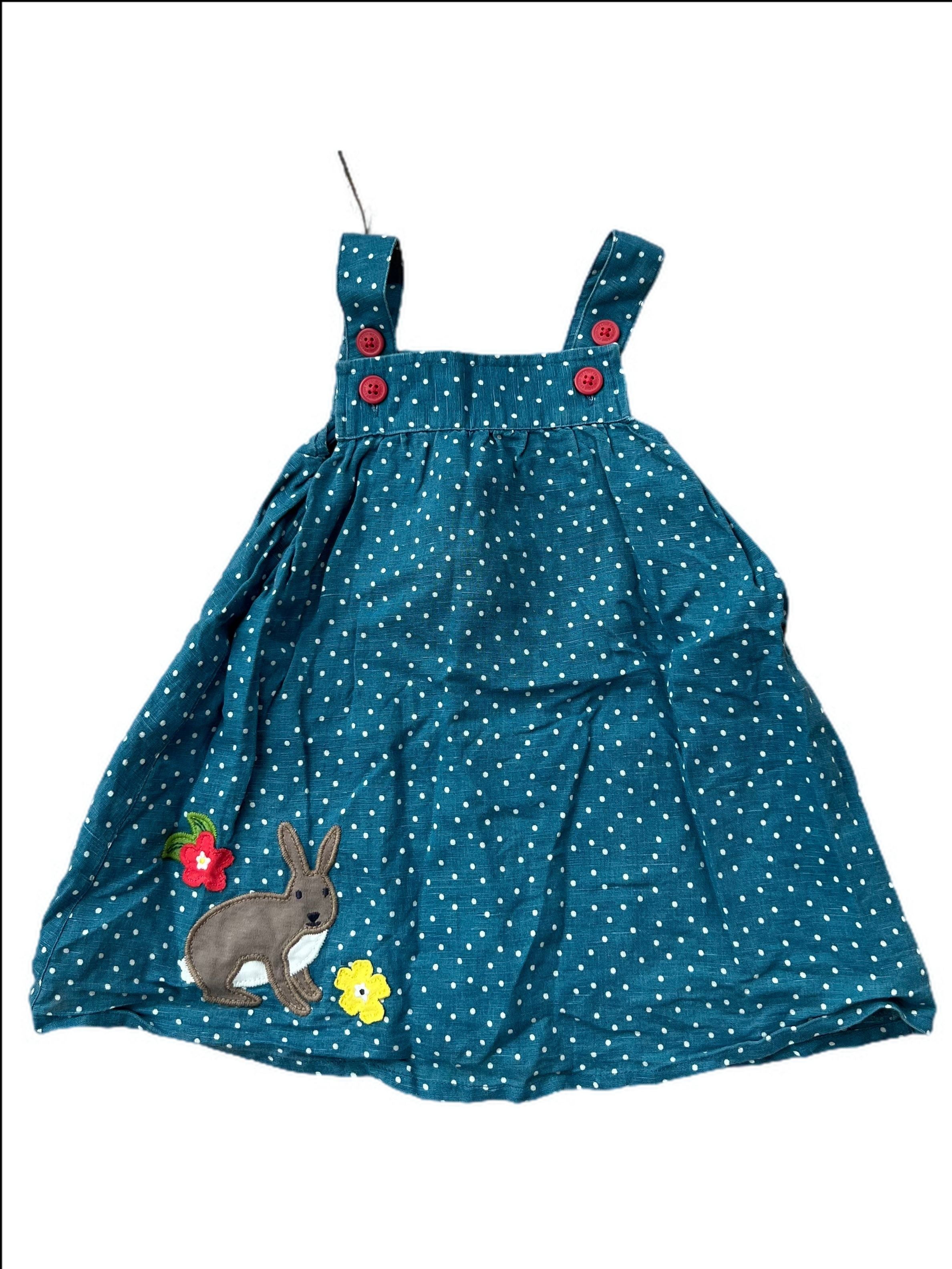 Polka Dot Pinafore with Bunny Applique