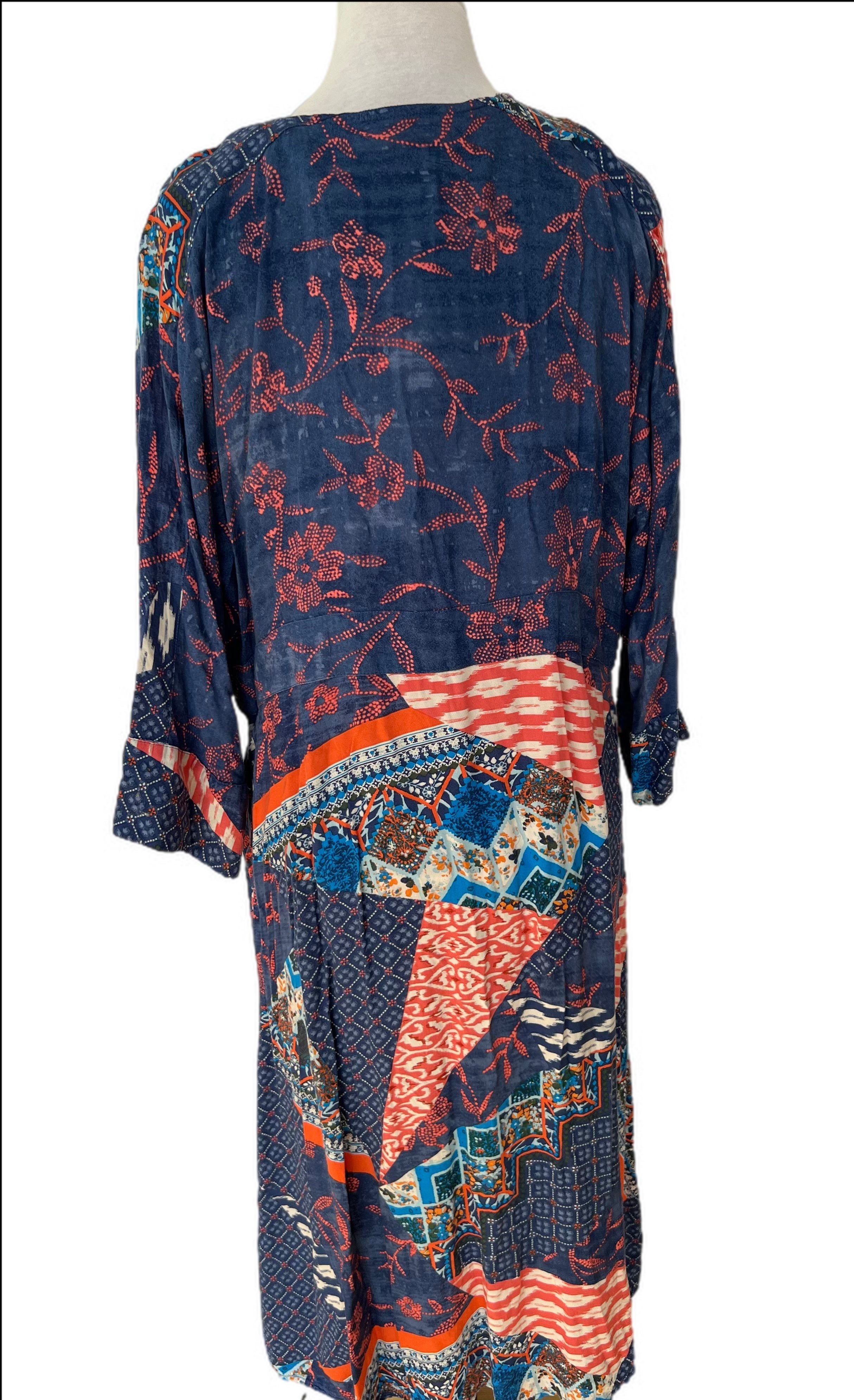 Multi coloured printed maxi dress button up