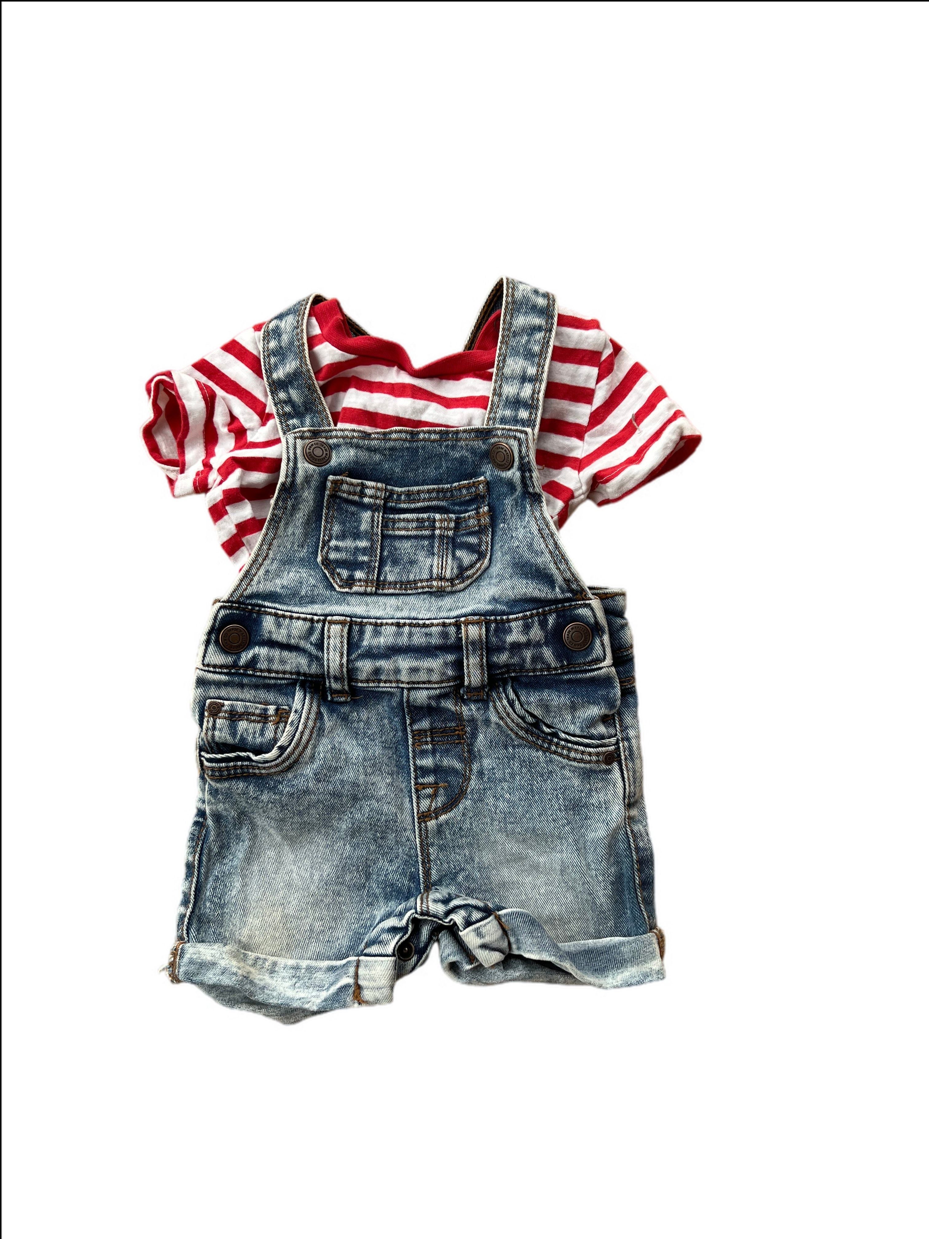 Dungaree Shorts Set