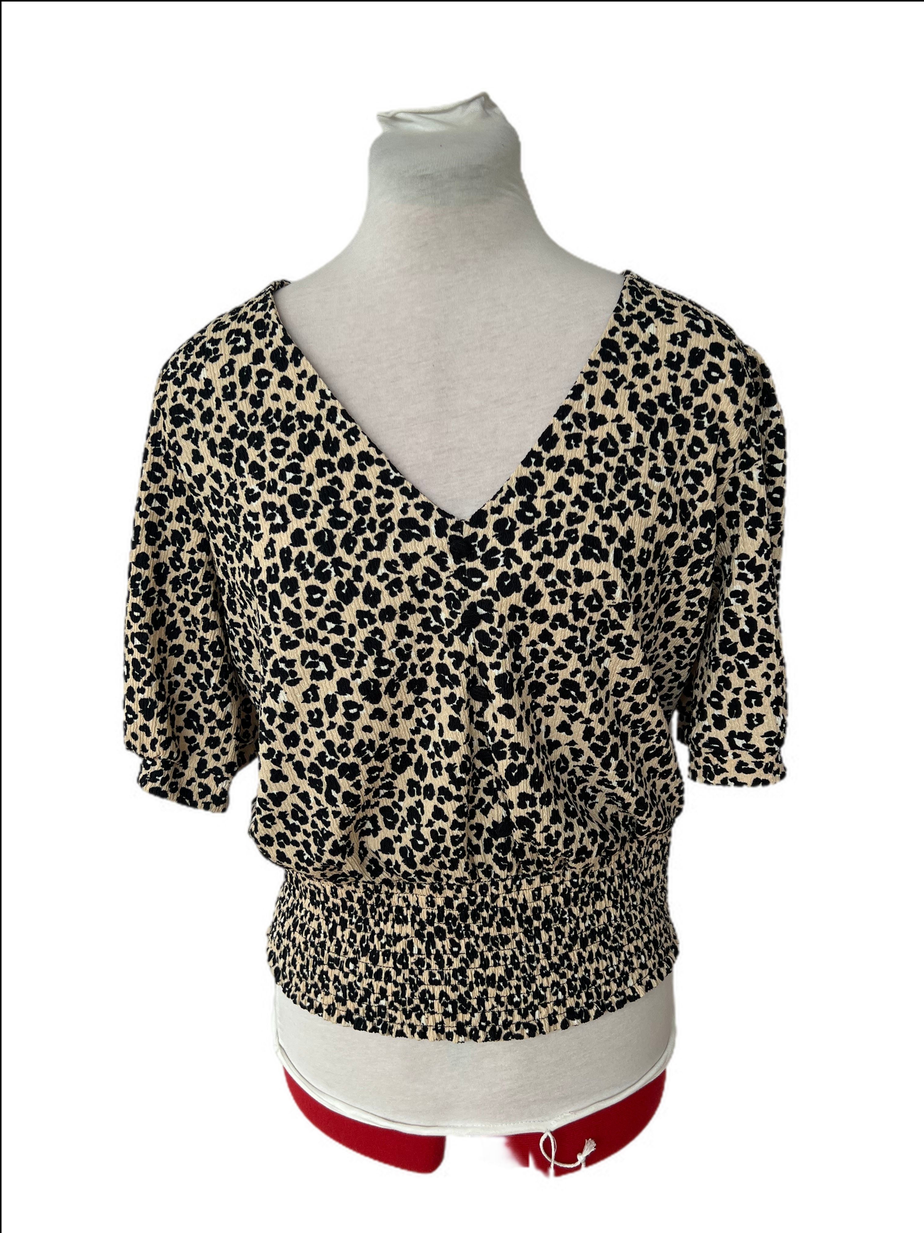 Leopard print Short sleeve blouse