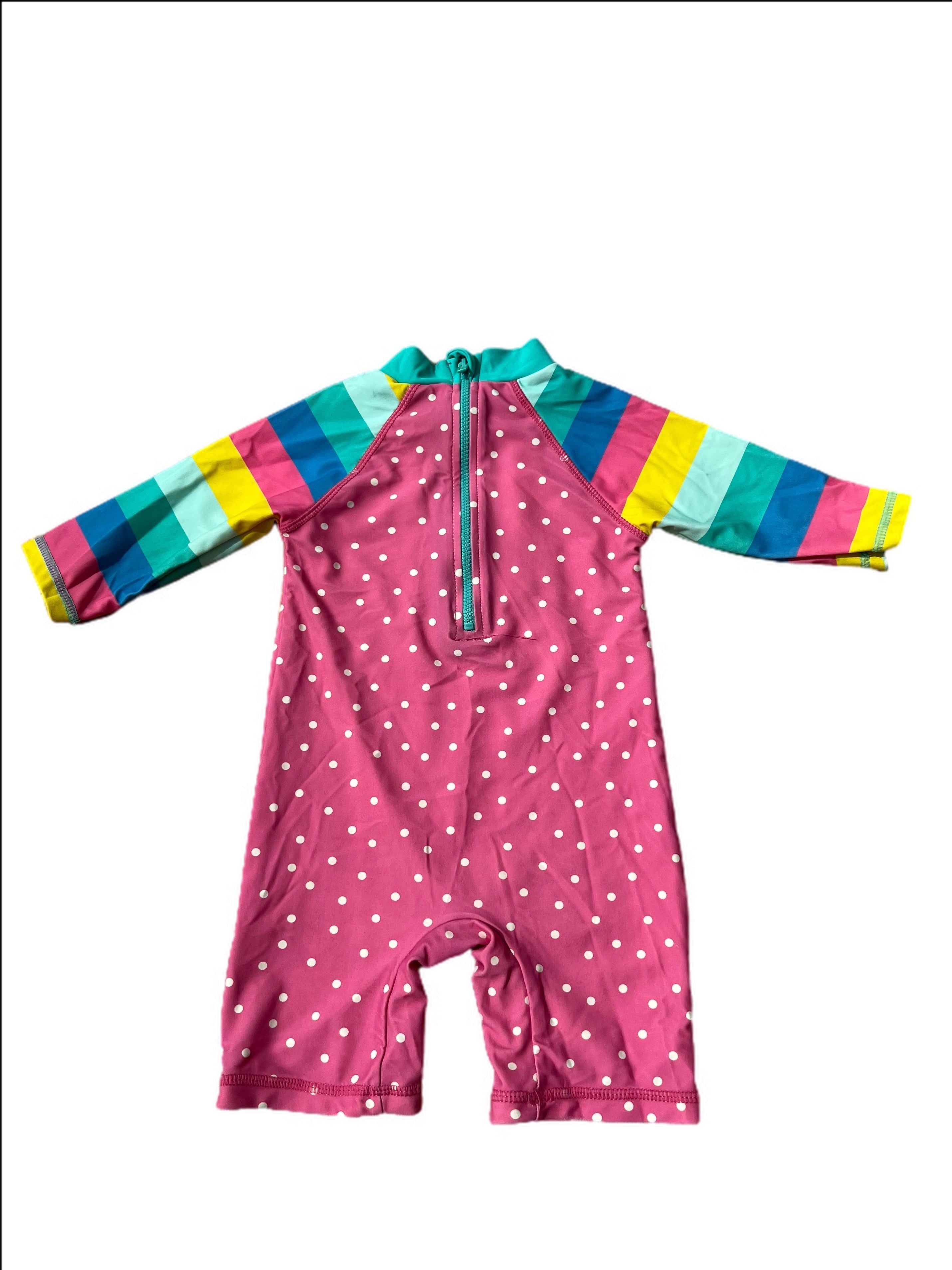 Sun Safe Suit Polka Dot with Fish Applique