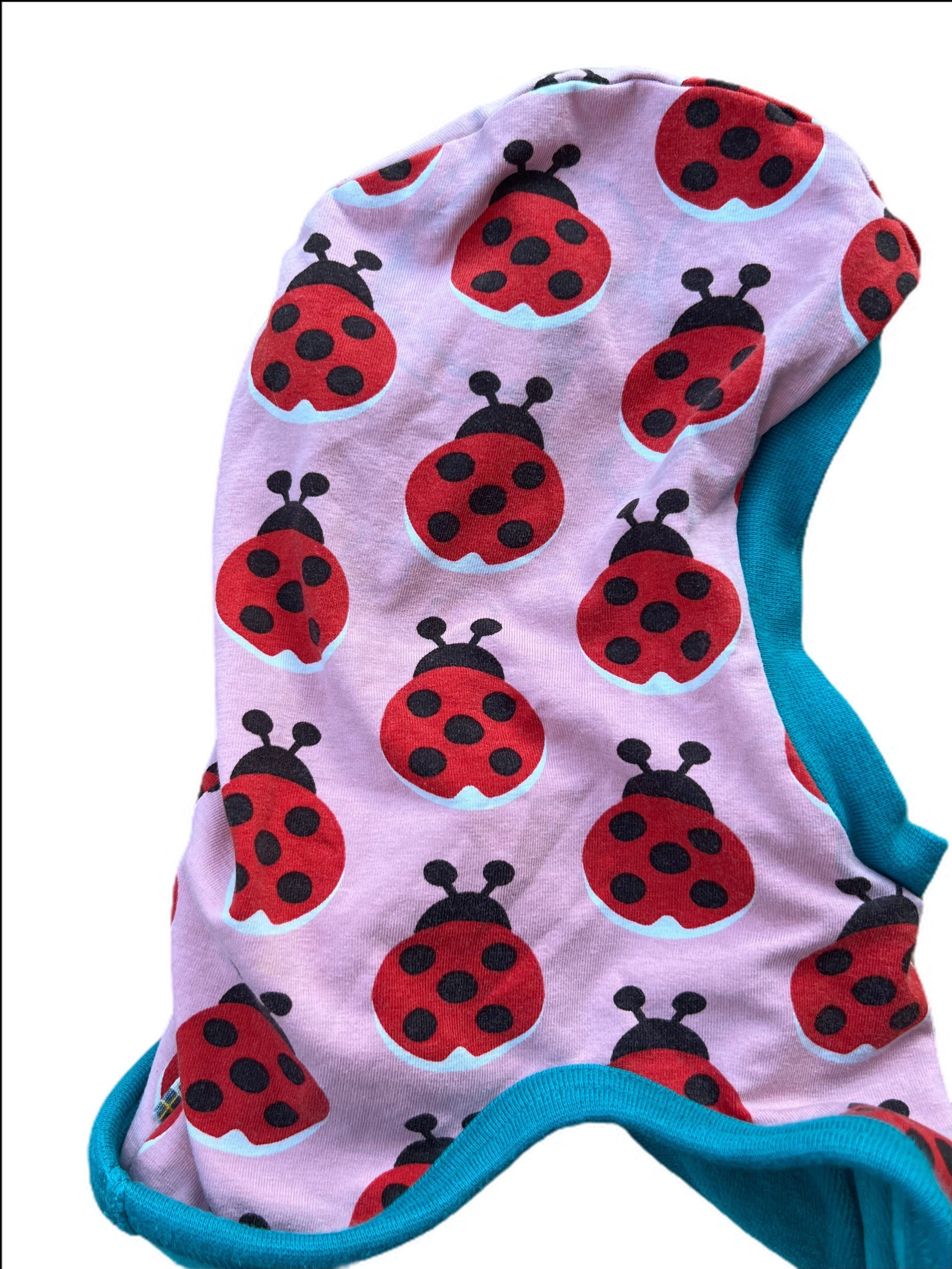 Velour  Lined Balaclava in Ladybug/ Ladybird Print Colour run