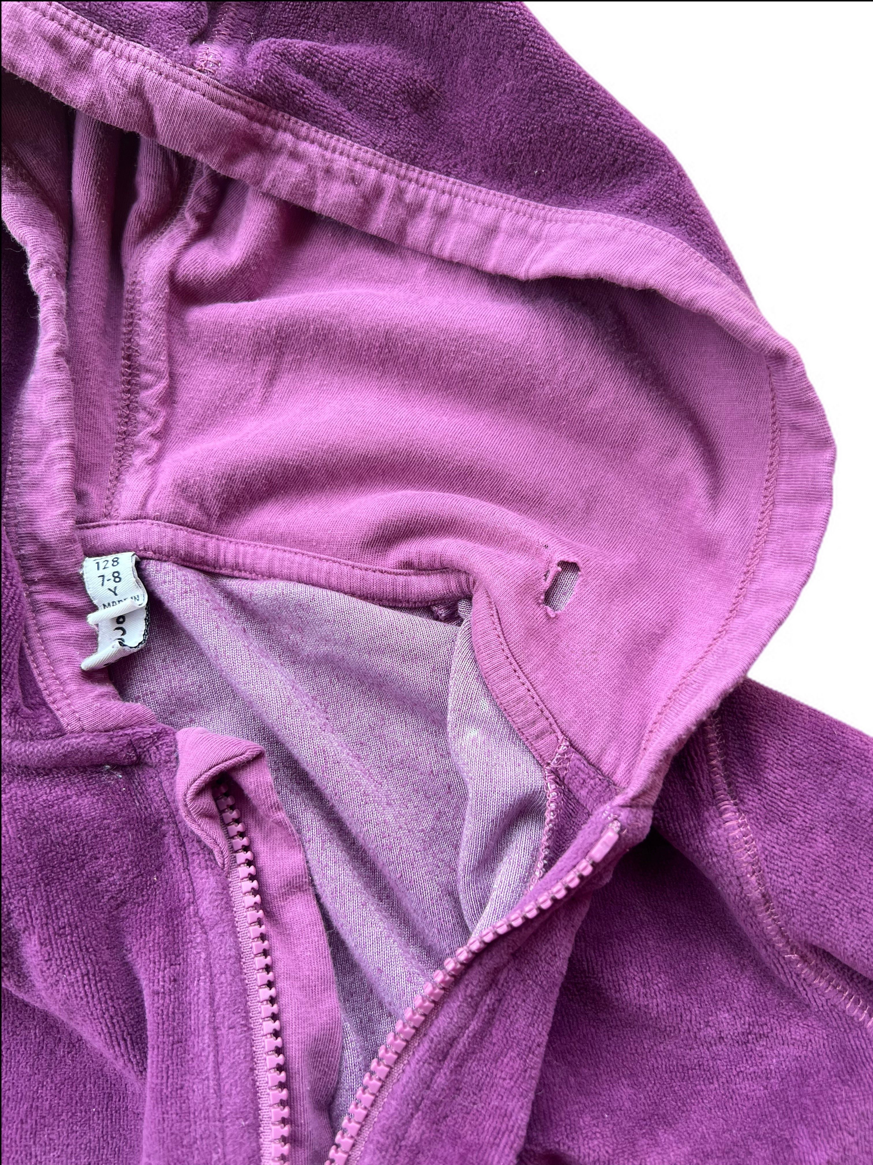 Velour Zip Hoodie, Small hole in hood and some wear marks