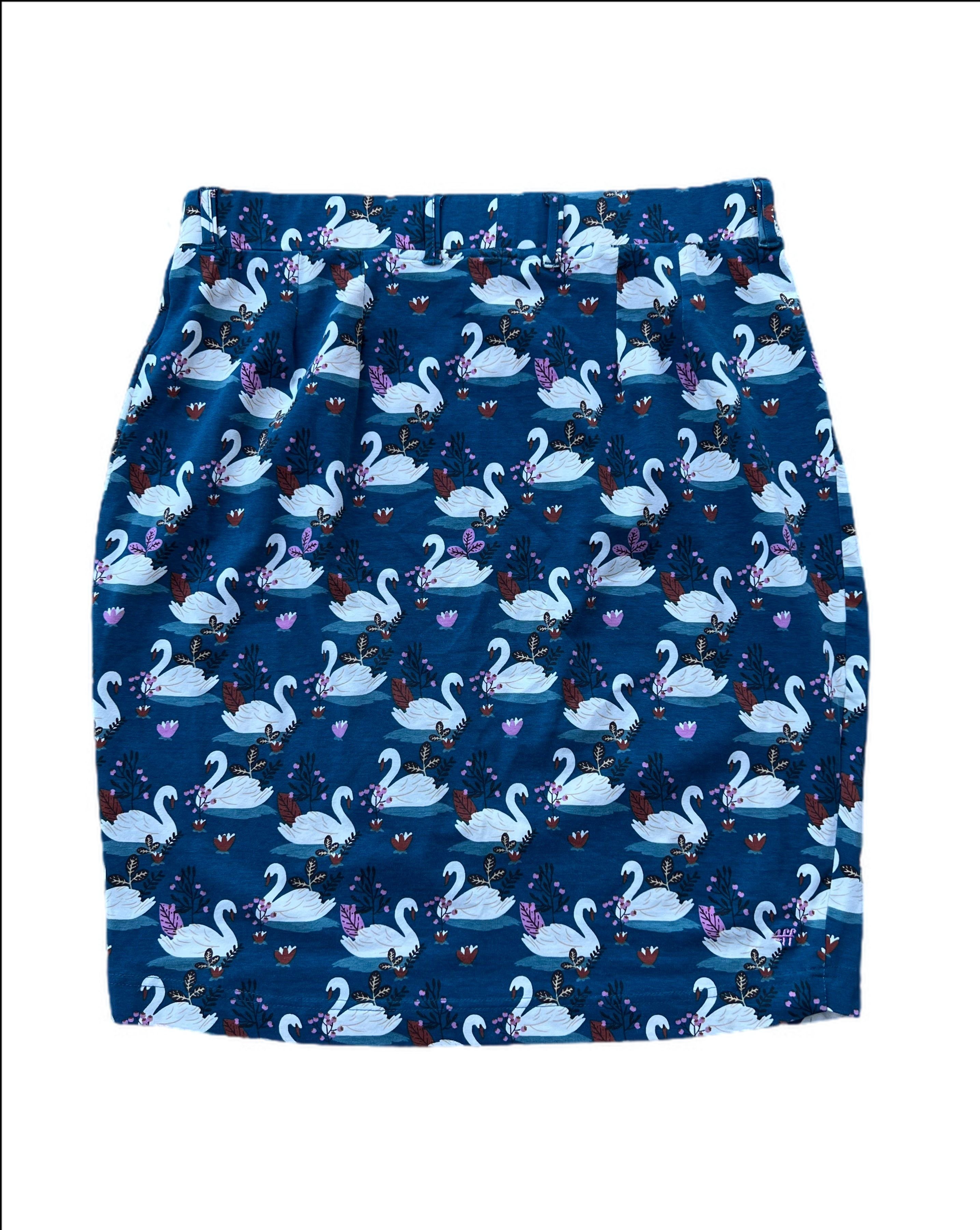 Swan print jersey skirt