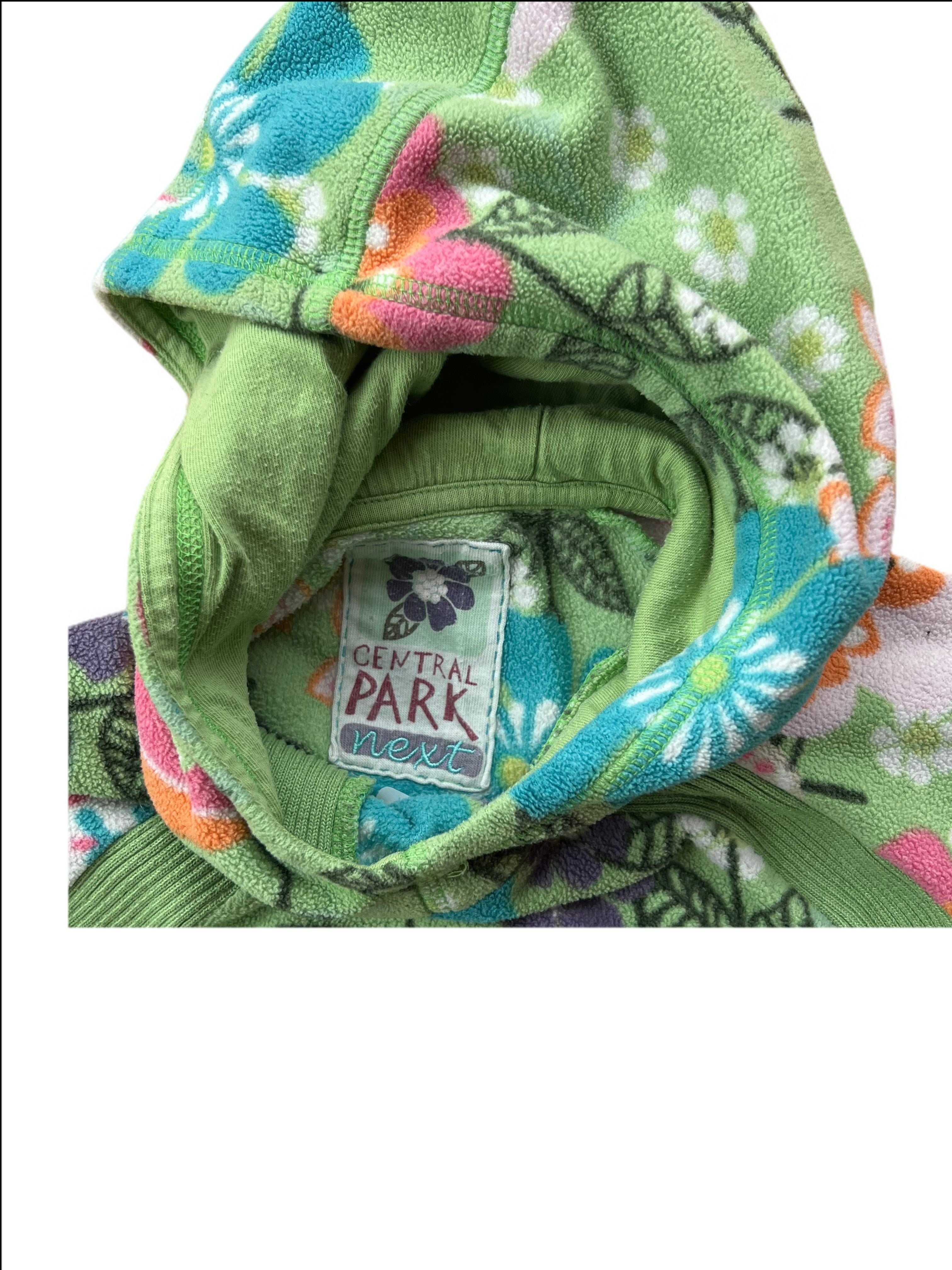 Hooded Fleece Pullover in Floral with patch pockets, Central Park Next