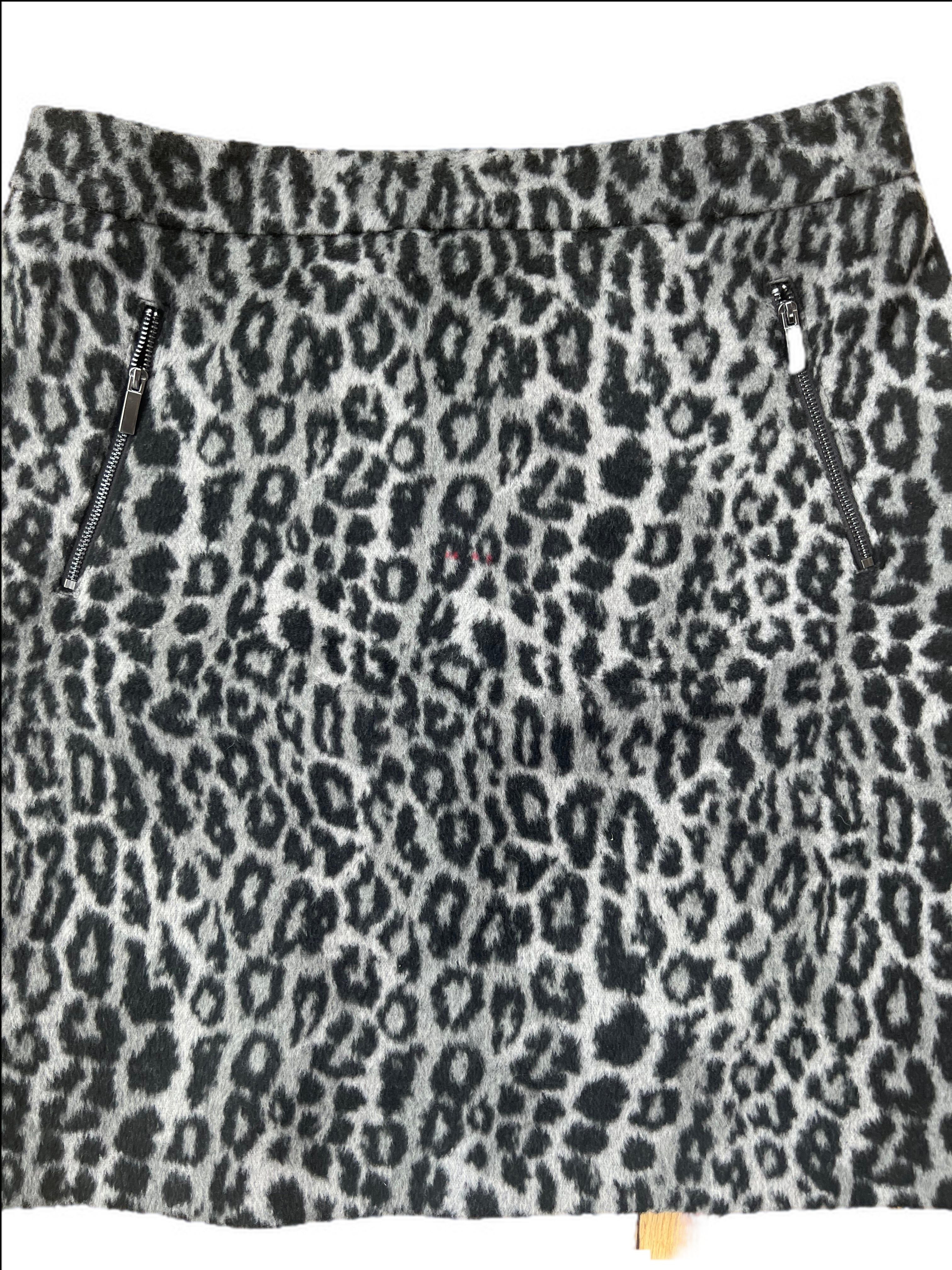 Faux Fur Leopard Print Skirt Small marks