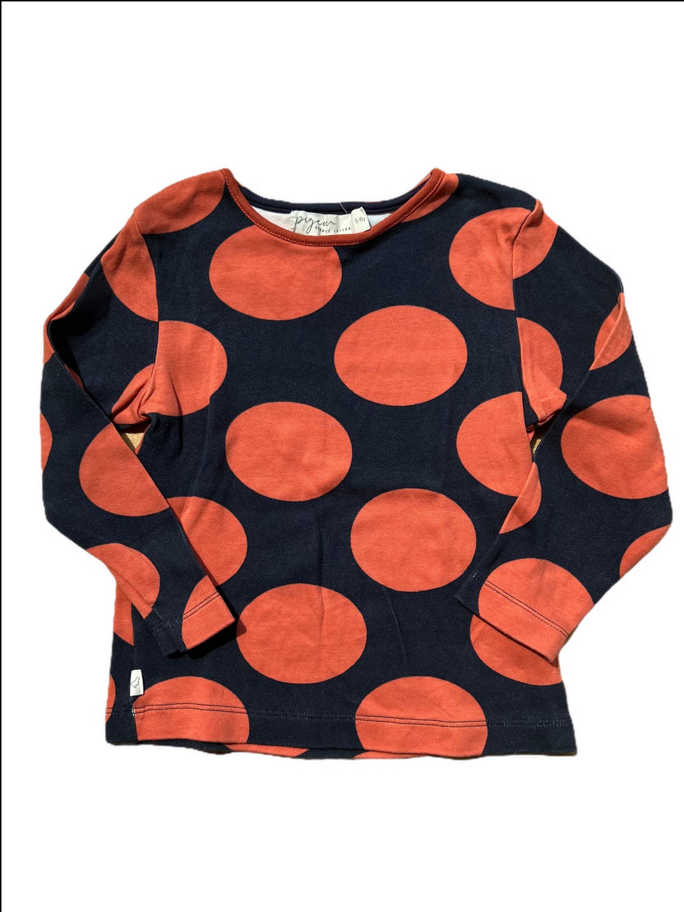 Long sleeve large polka dot tee