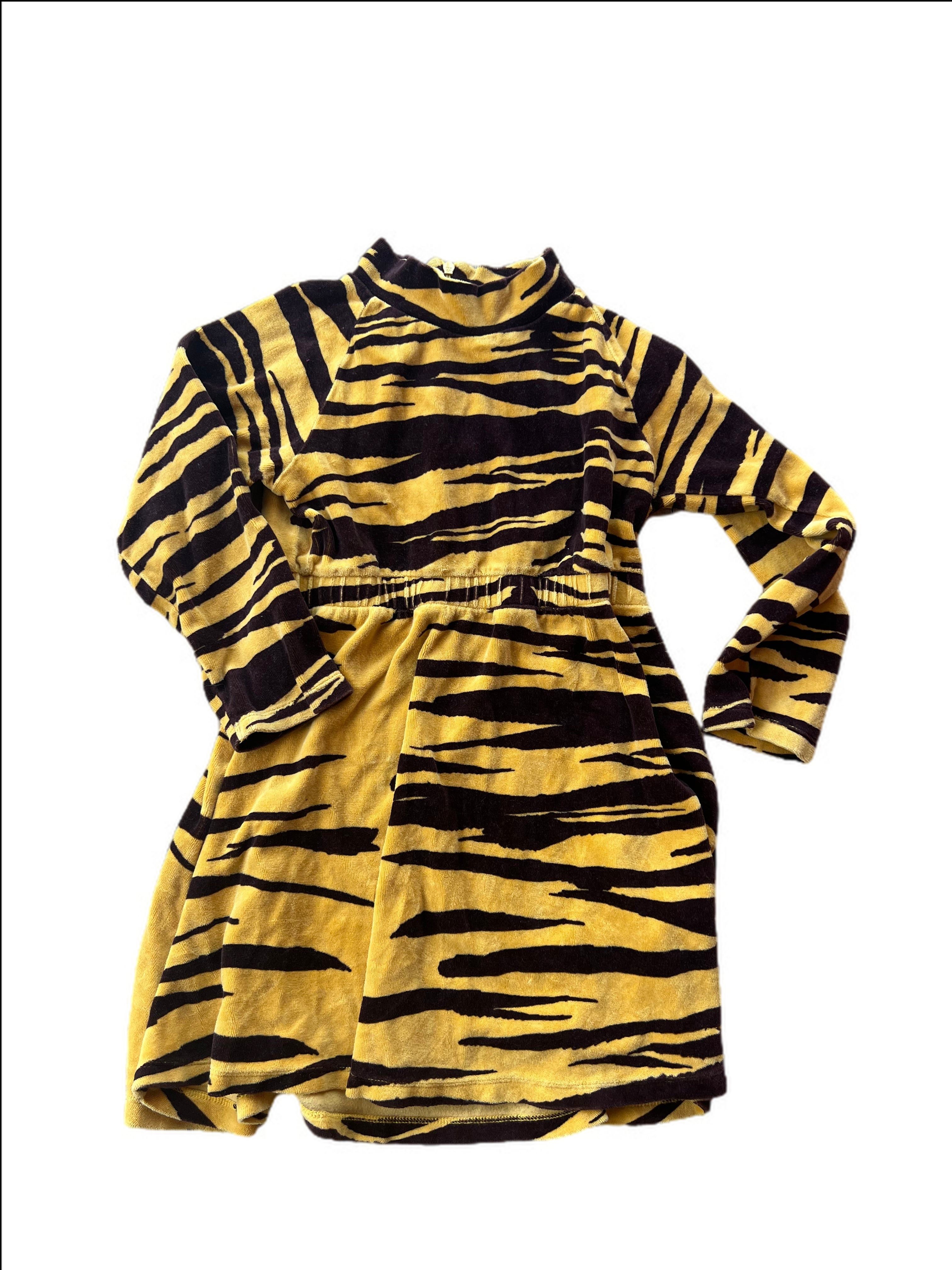 Long Sleeve, Velour, Tiger Print Dress