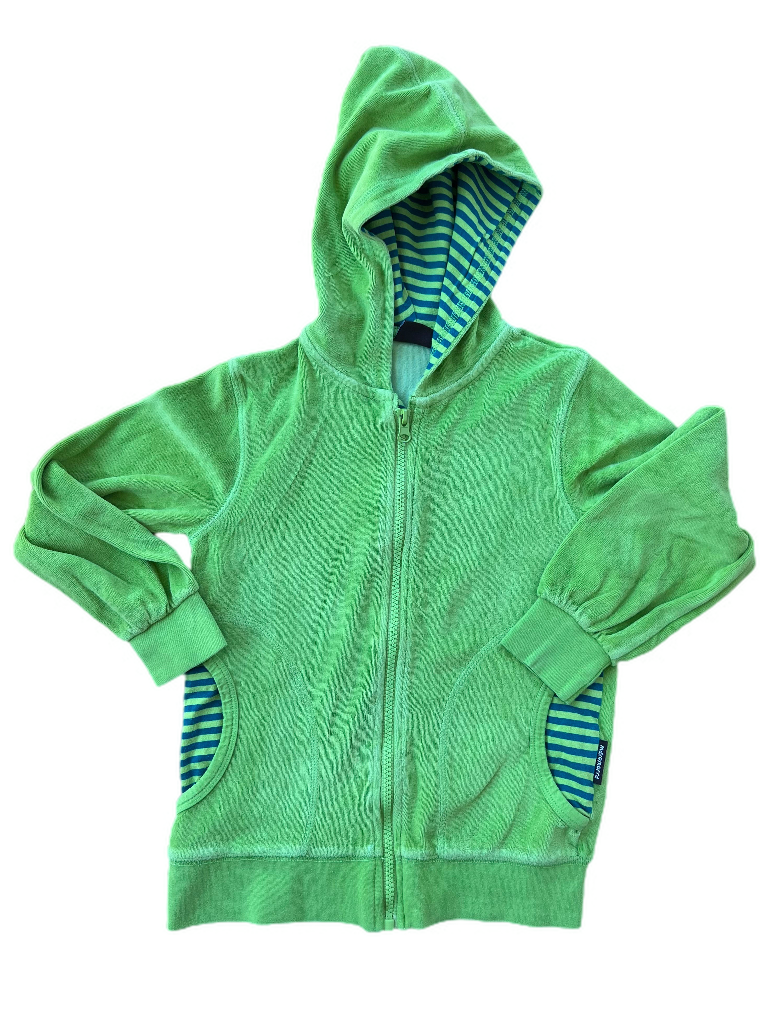 Velour Zip Hoodie With stripe  contrast