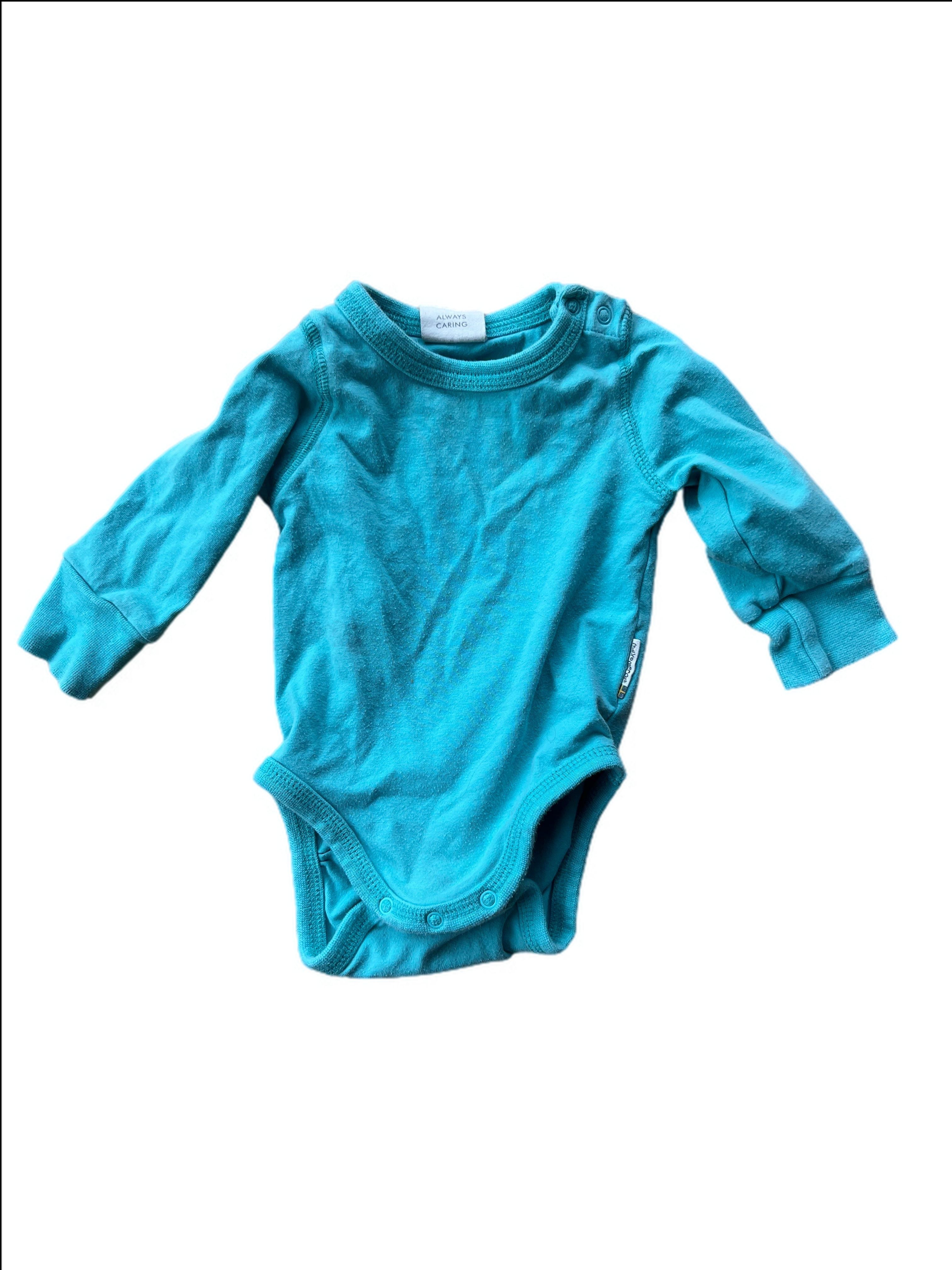 Turquoise, Long Sleeve Bodysuit