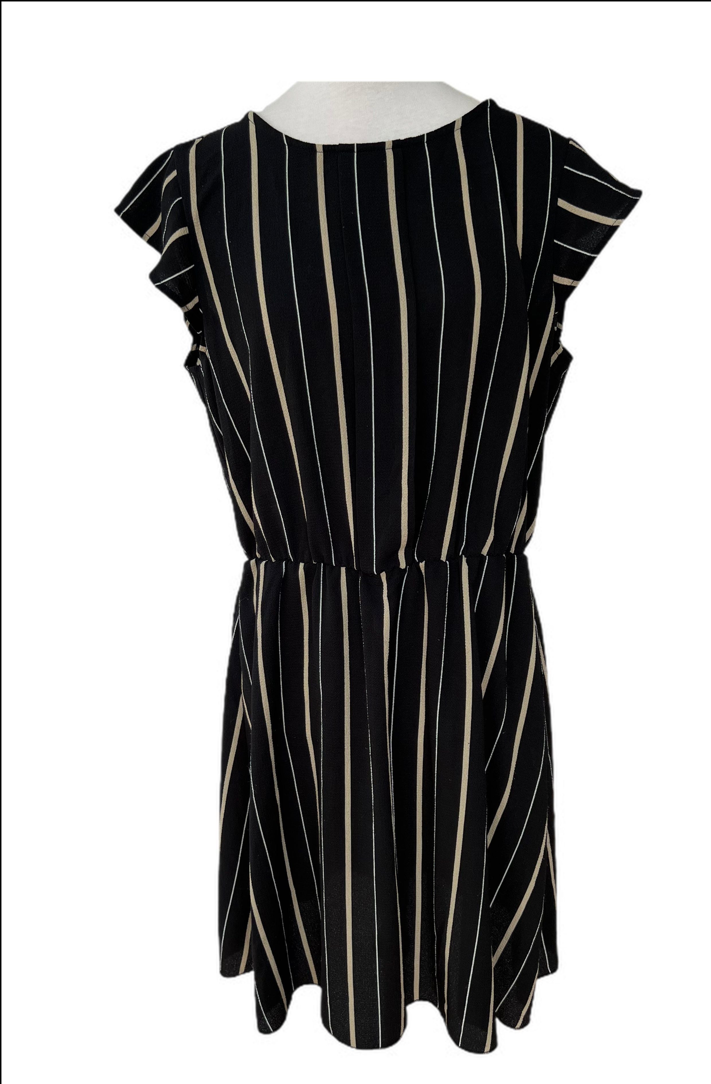 Striped sleeveless elastic waist dress