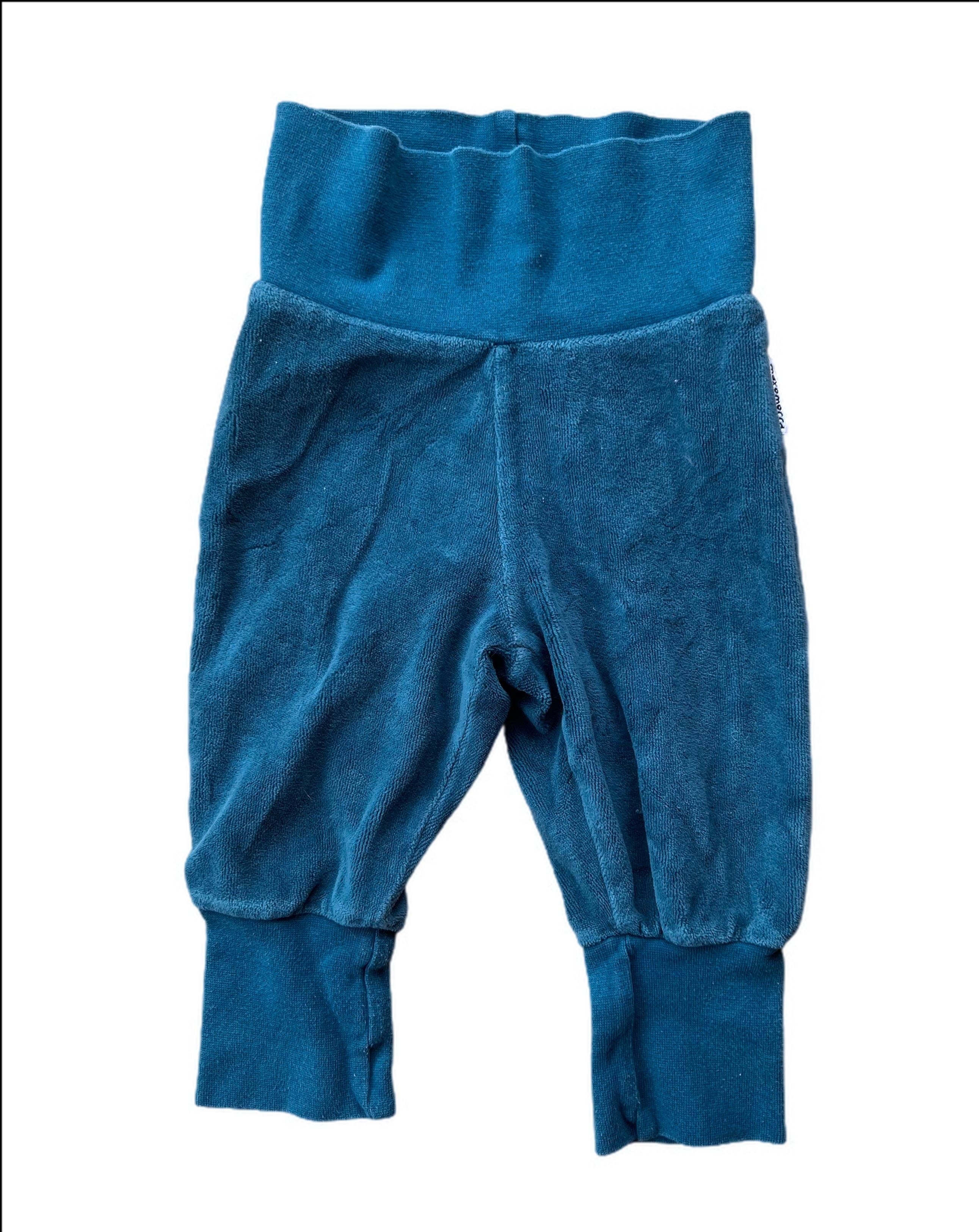 Petrol Blue Velour Rib Pants