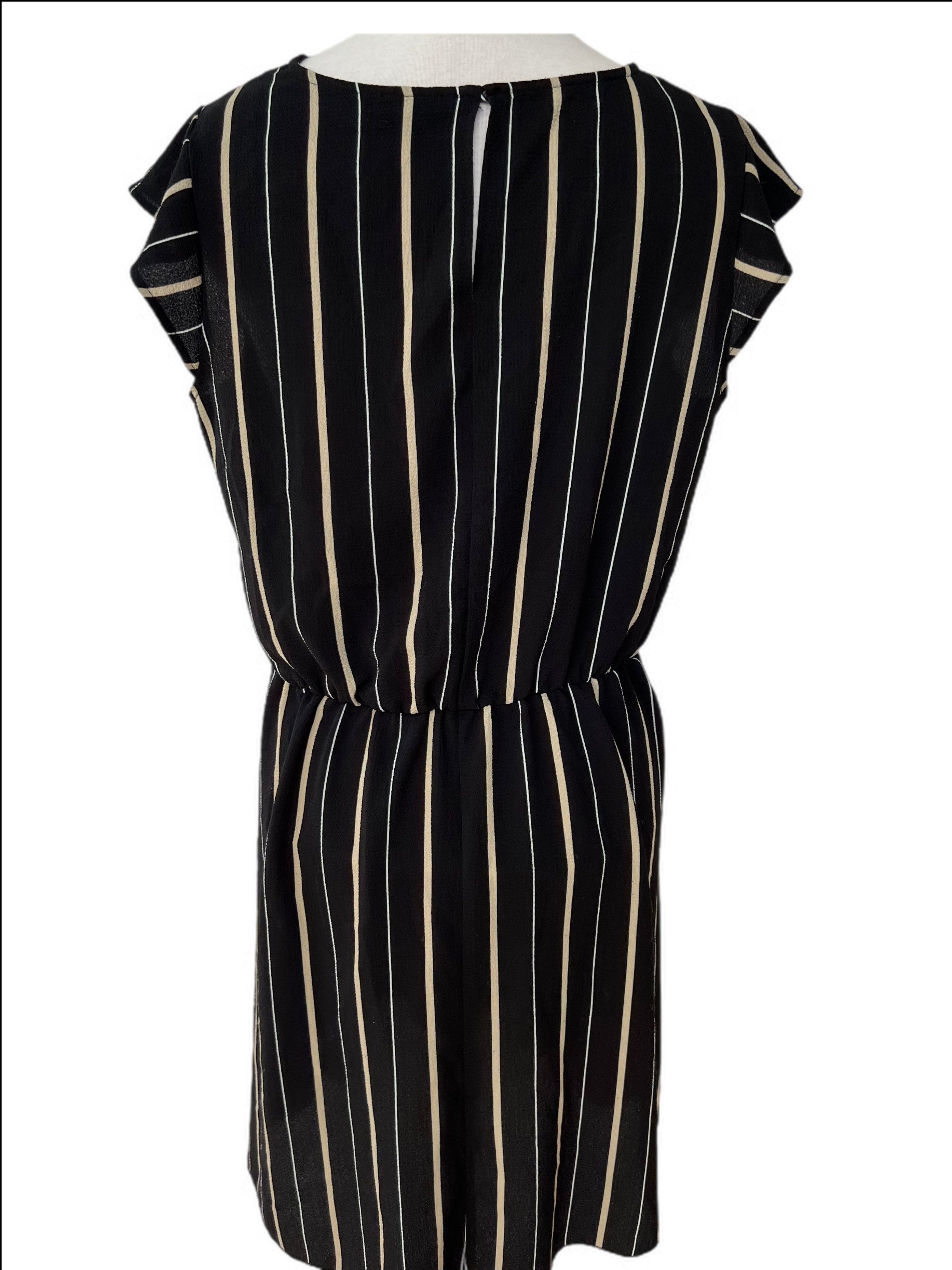 Striped sleeveless elastic waist dress