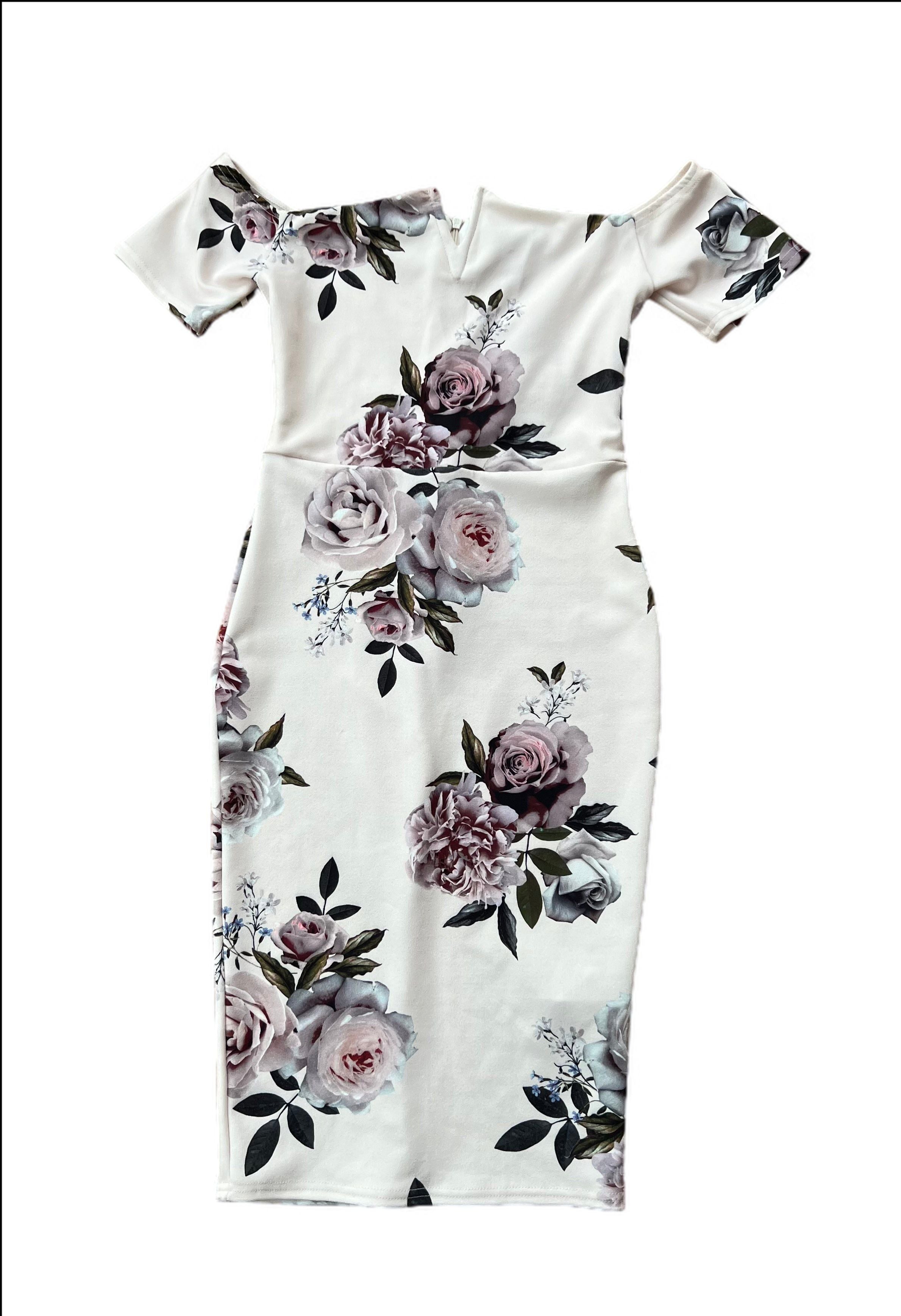 Off the Shoulder, Floral Bodycon Dress