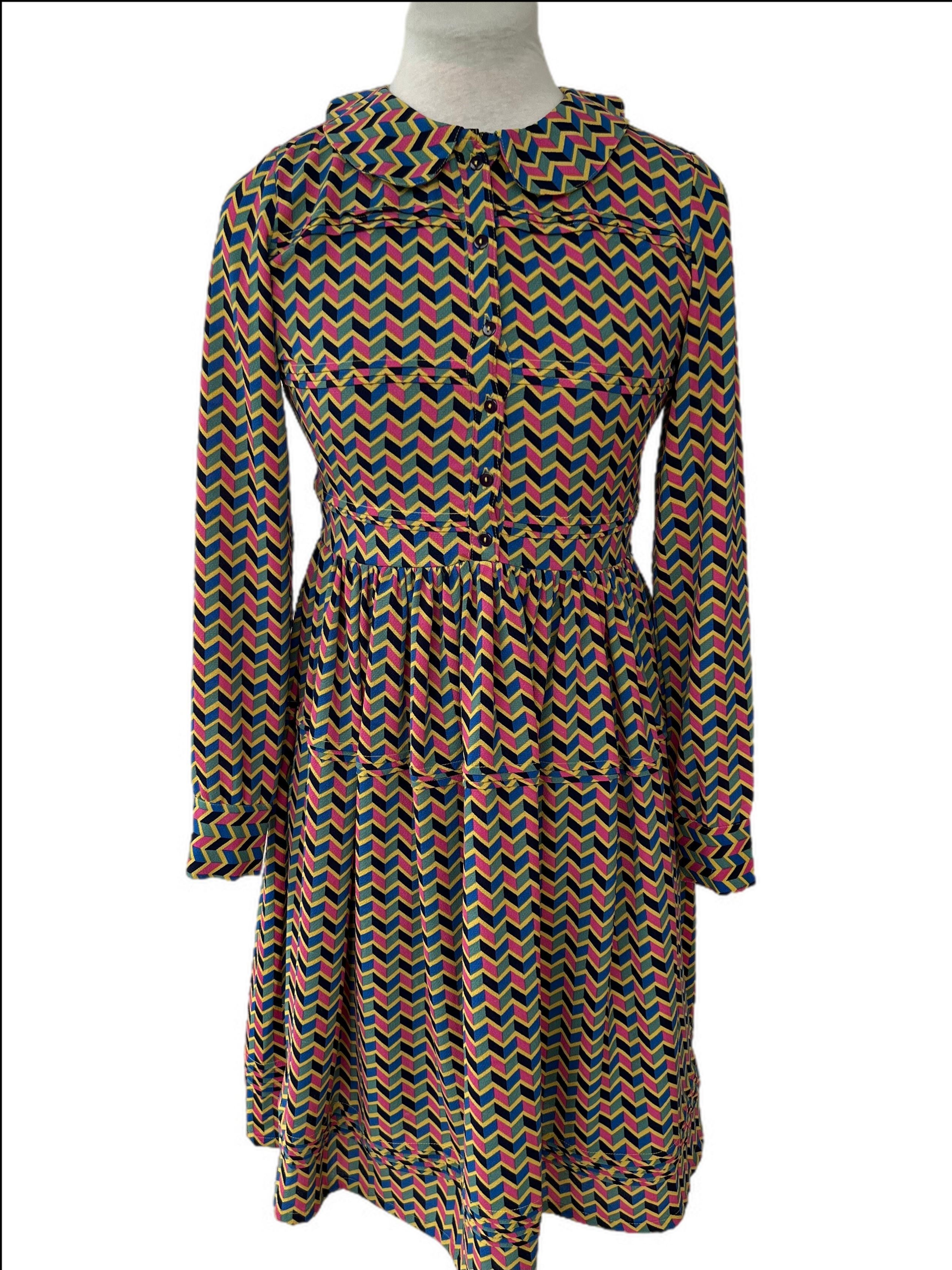 Retro- ZigZag Print Tea Dress