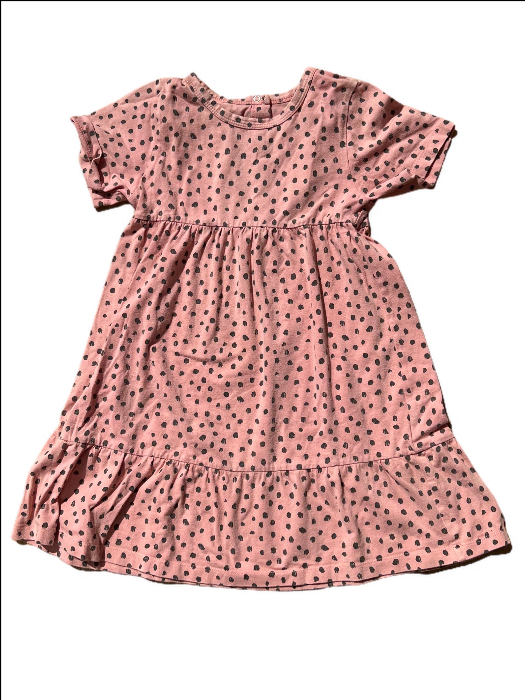 Short Sleeve Polka Dot Empire Waist Dress