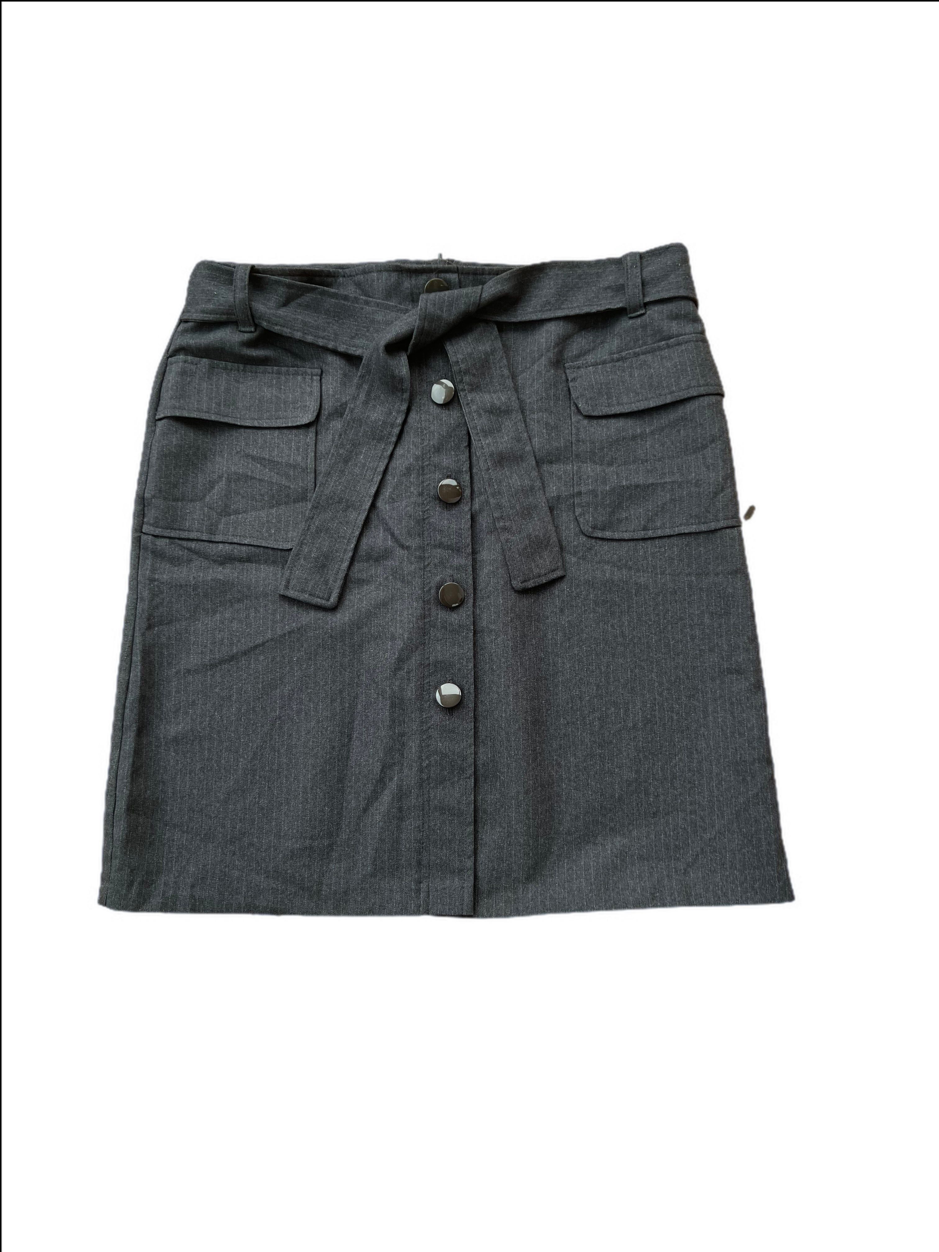 Pinstripe button up skirt