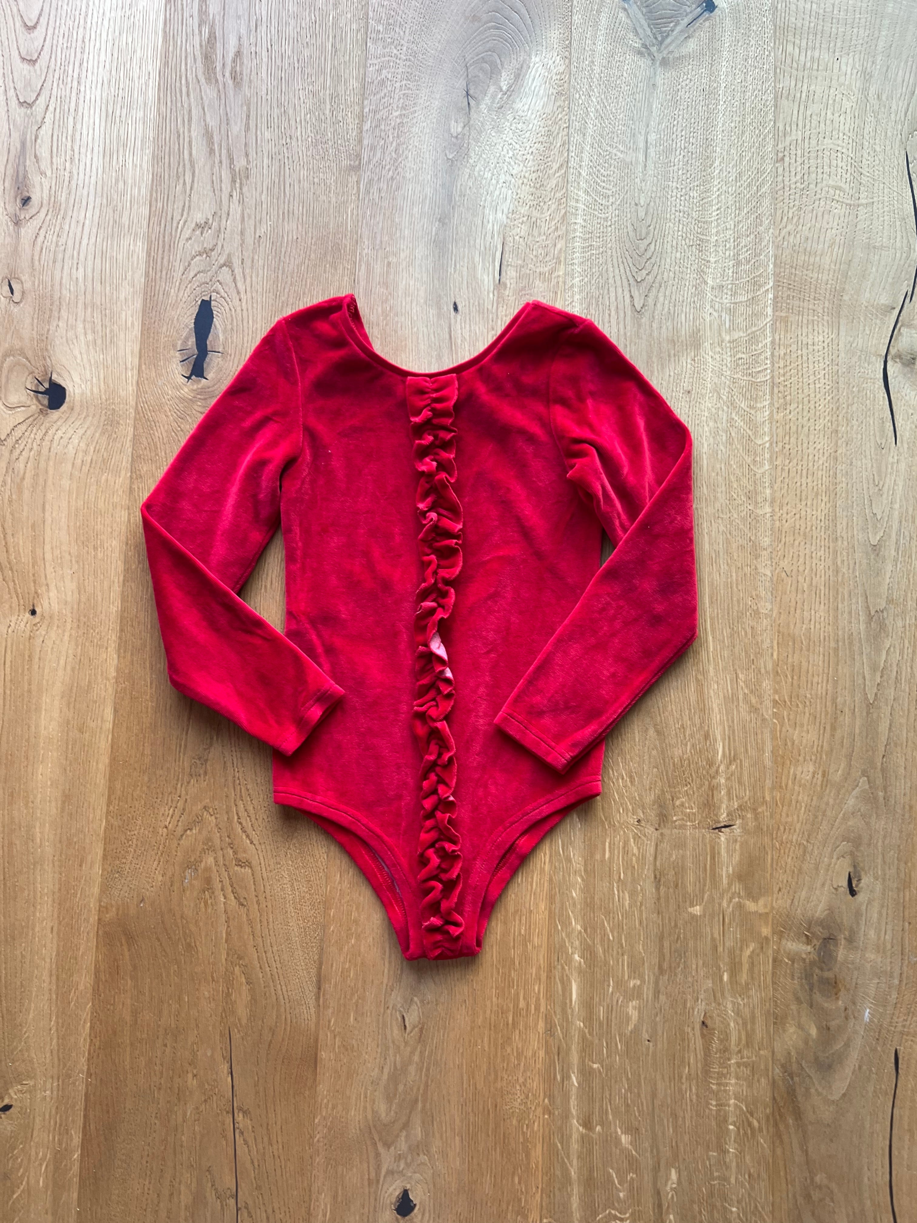 Velour Ruffle detail body suit