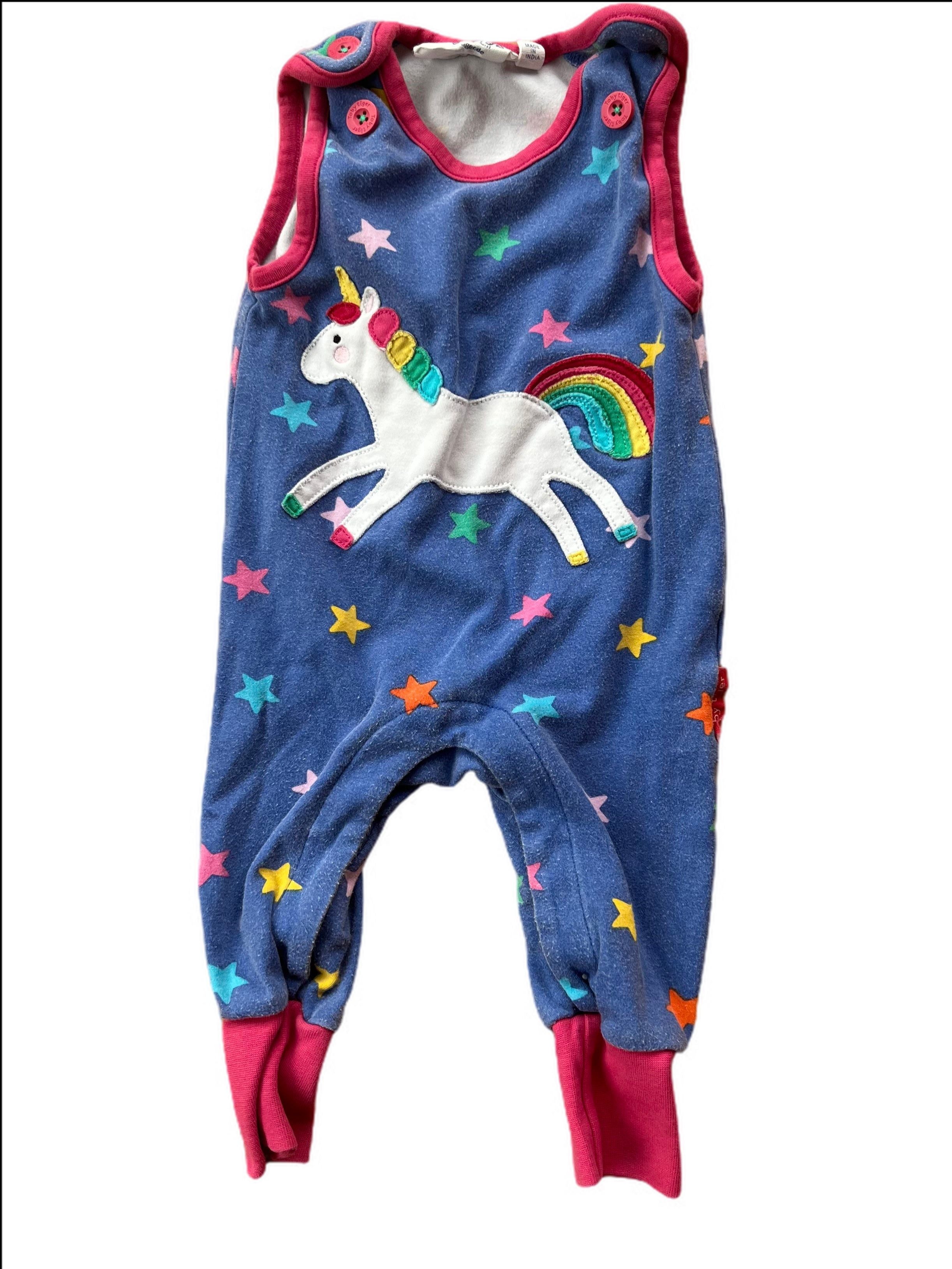Star Playsuit with Unicorn Applique Some fade