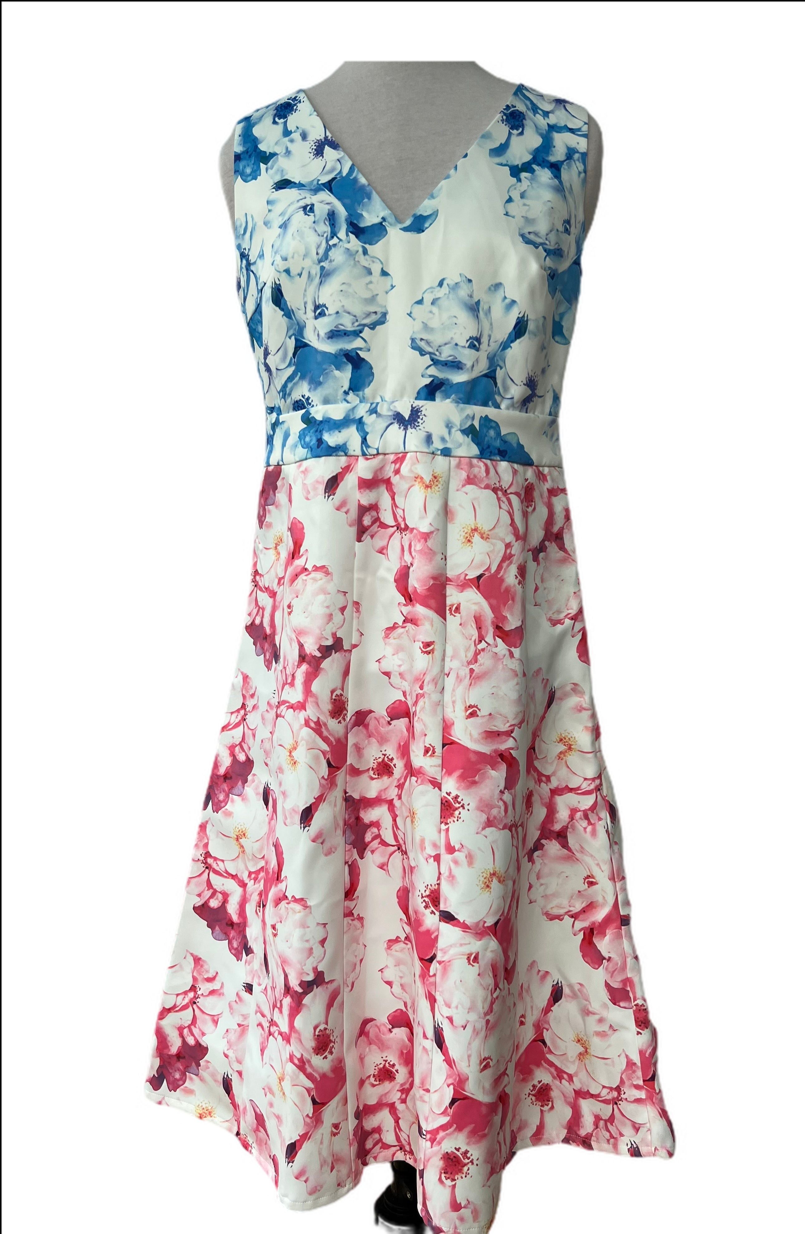 Floral Fit and Flare with cut out detail at back