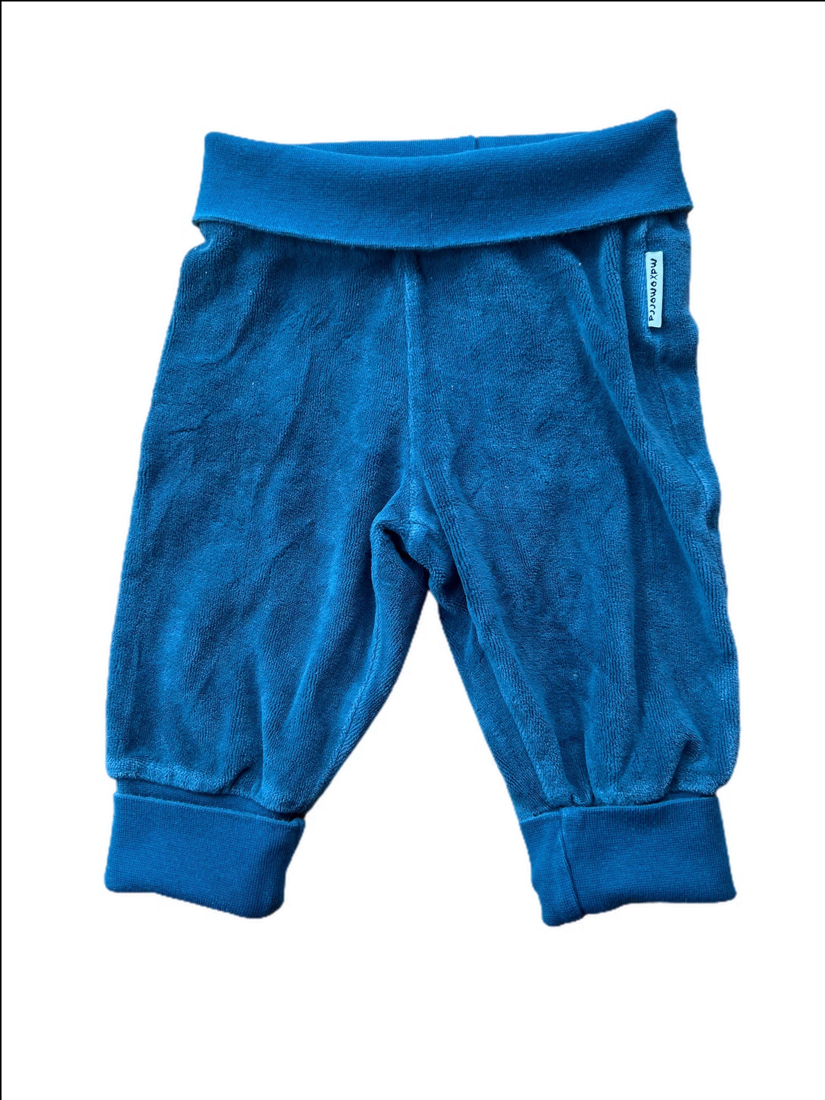 Petrol Blue Velour Rib Pants