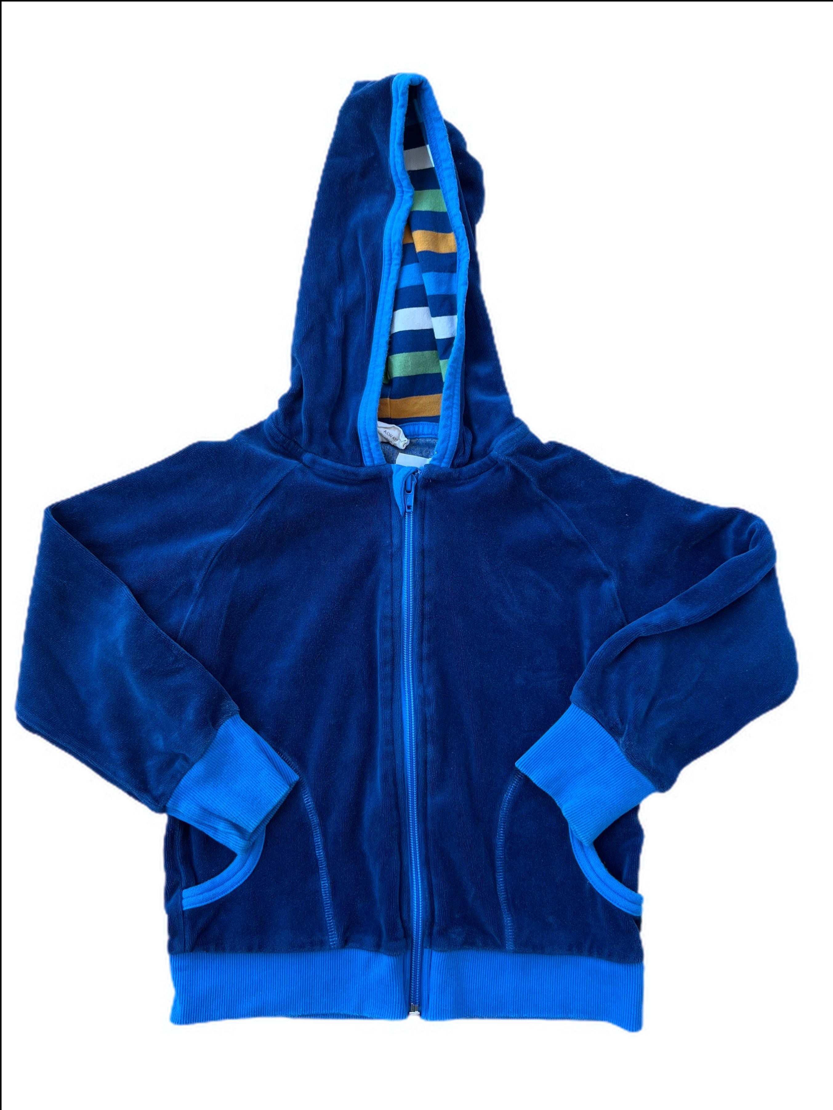 Velour zip withstripe hoodie 
