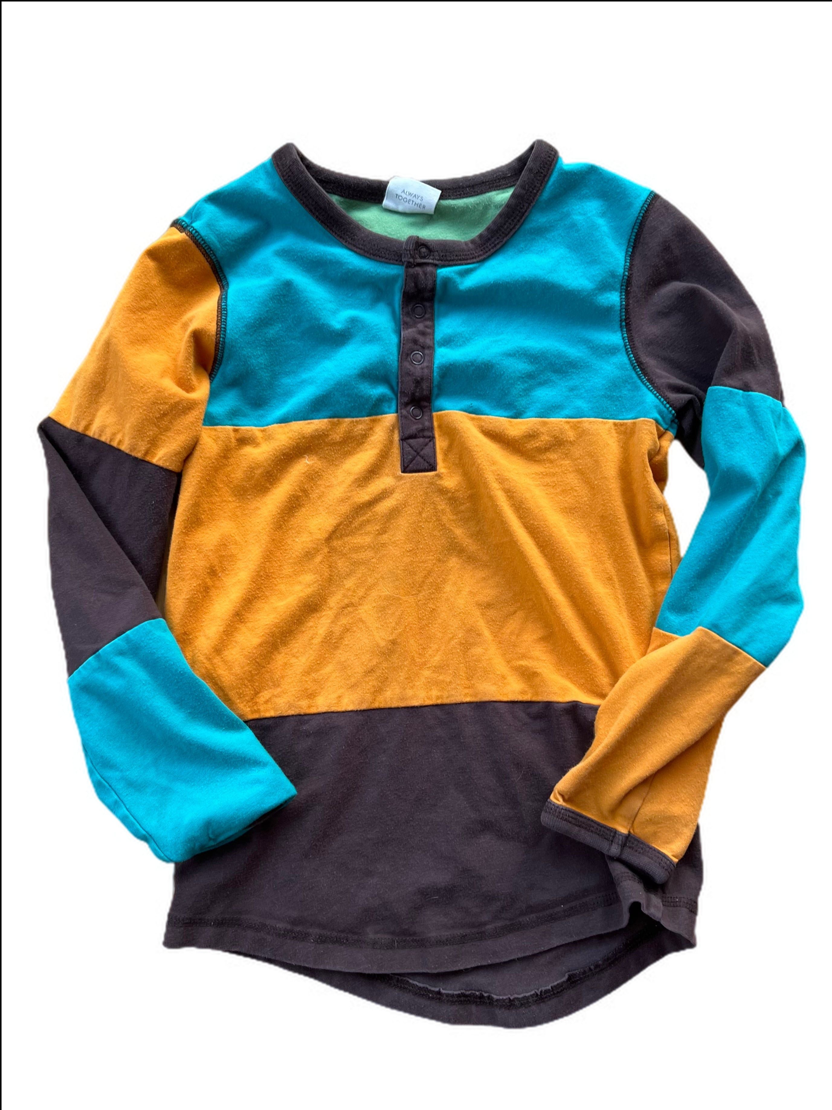 Long Sleeve Colour Block Top with Snaps