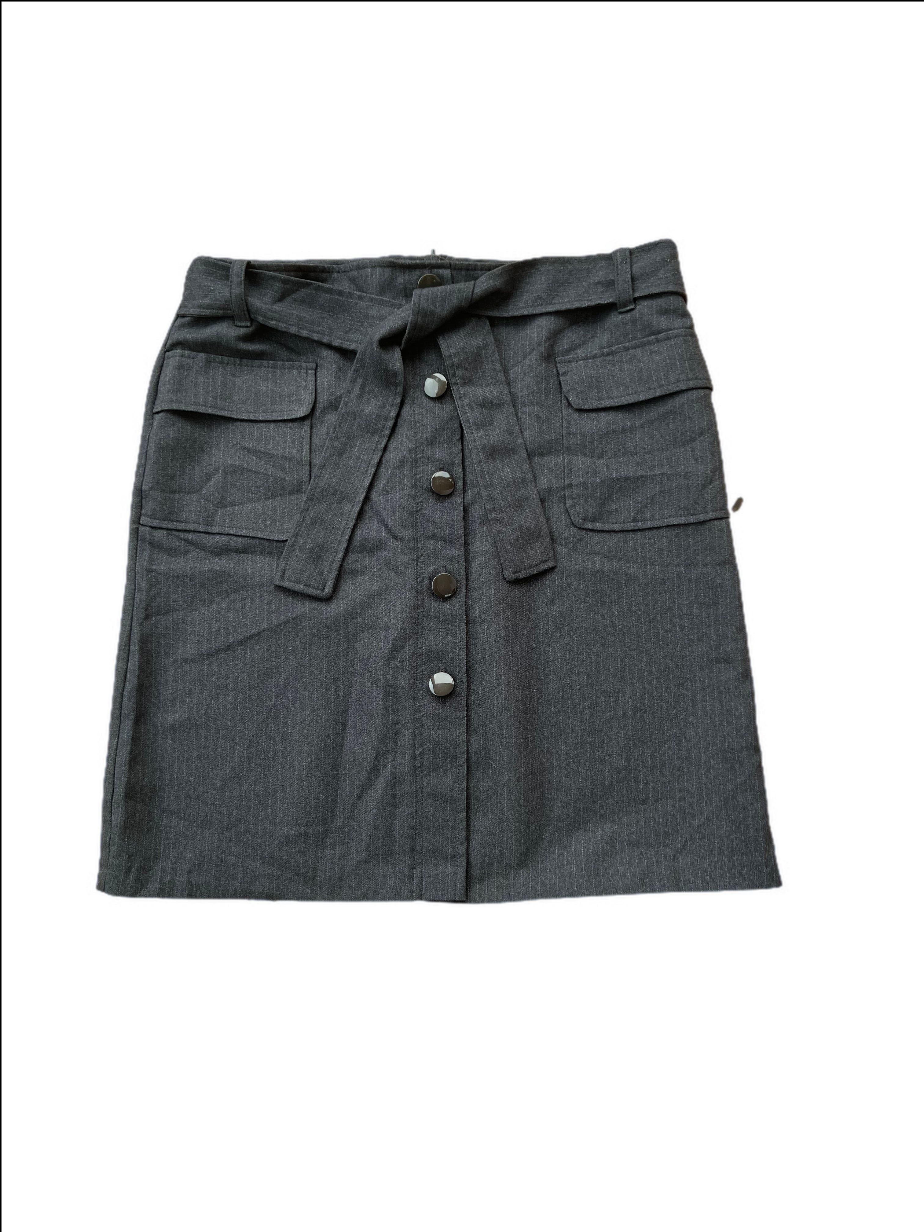 Pinstripe  button up skirt